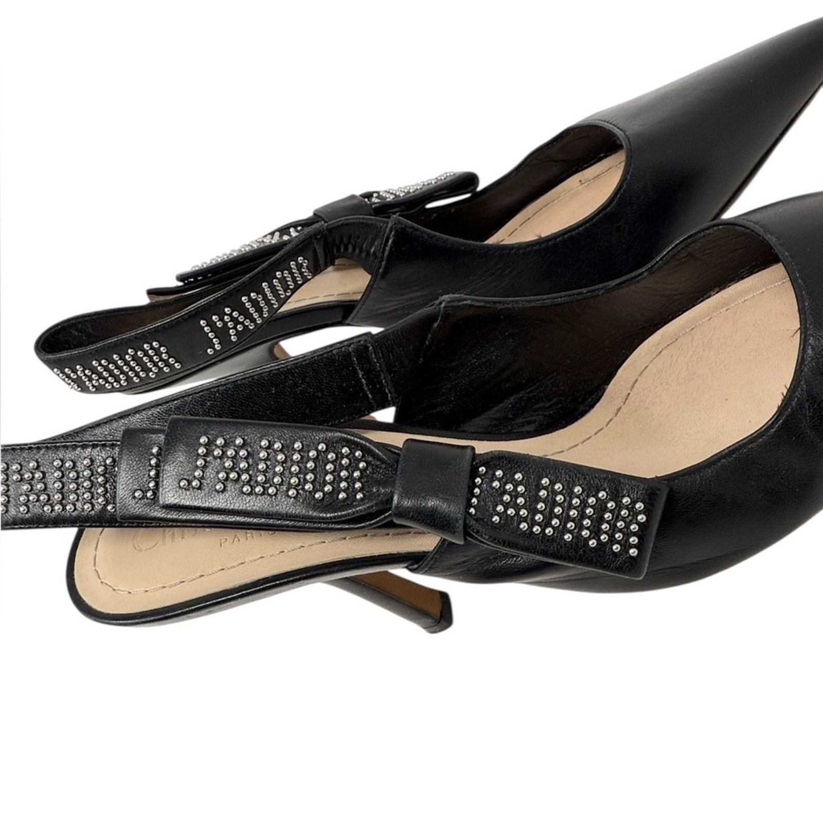 Dior Dior J’Adior Studded Black Leather Slingback Pumps Size 37.5 Size US 7.5 / IT 37.5 - 3 Thumbnail
