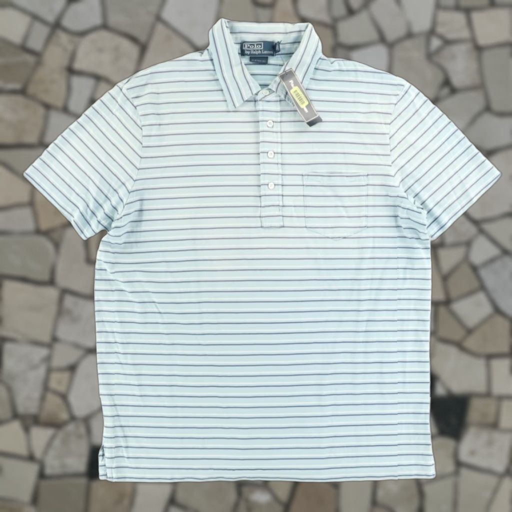Polo Ralph Lauren Polo Ralph Lauren Lightweight Cotton Striped Polo Shirt Blue Men's XL Shirt Size US XL / EU 56 / 4 - 1 Thumbnail