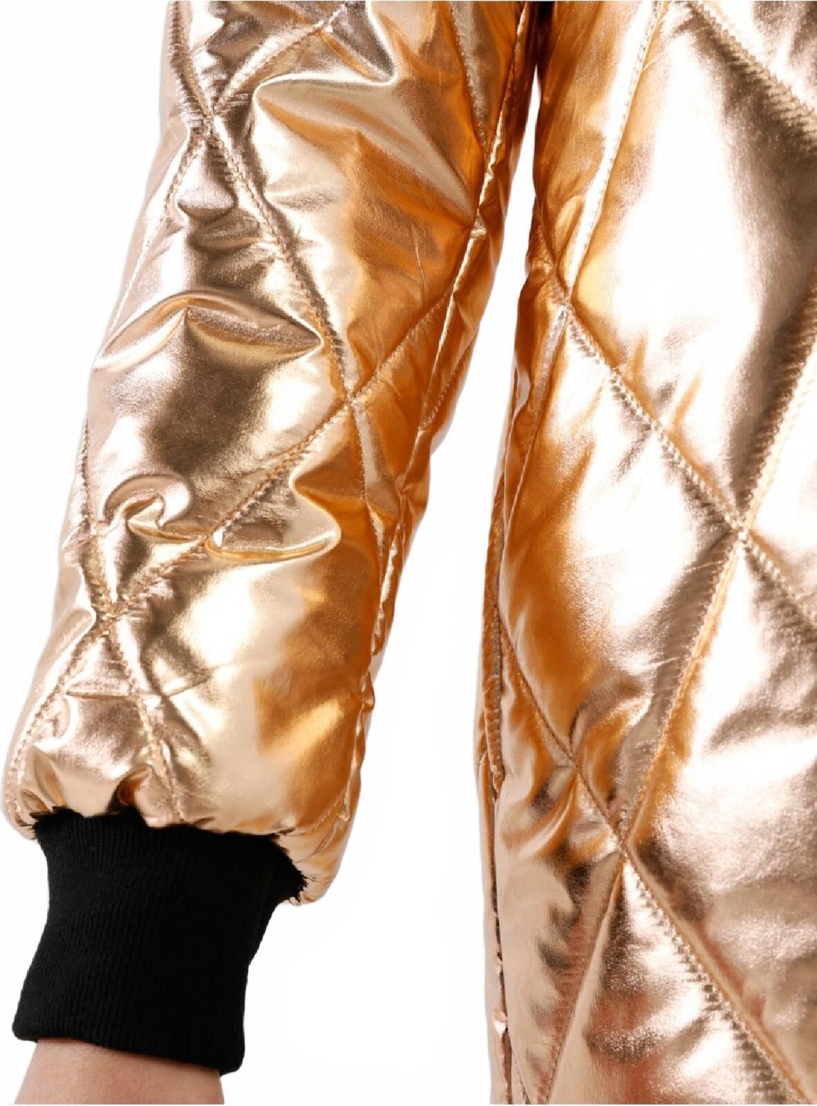 Unknown London Metallic Quilted Long Puffer Coat with Hood, Size 6 Size M / US 6-8 / IT 42-44 - 4 Thumbnail
