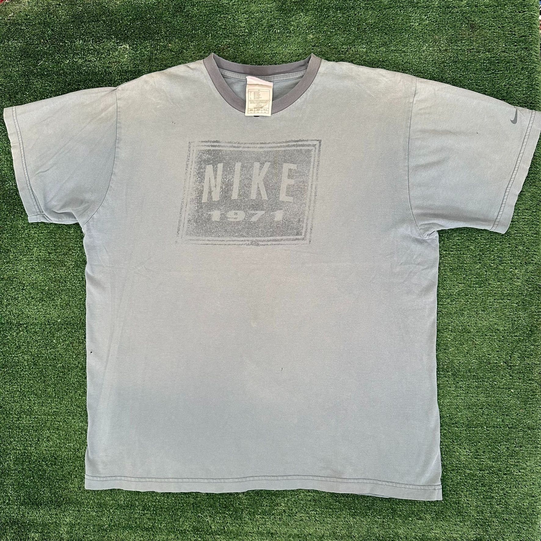 Nike Vintage 90s Nike 1971 Box Logo Ringer T-Shirt Distressed Fad Size US L / EU 52-54 / 3 - 1 Thumbnail