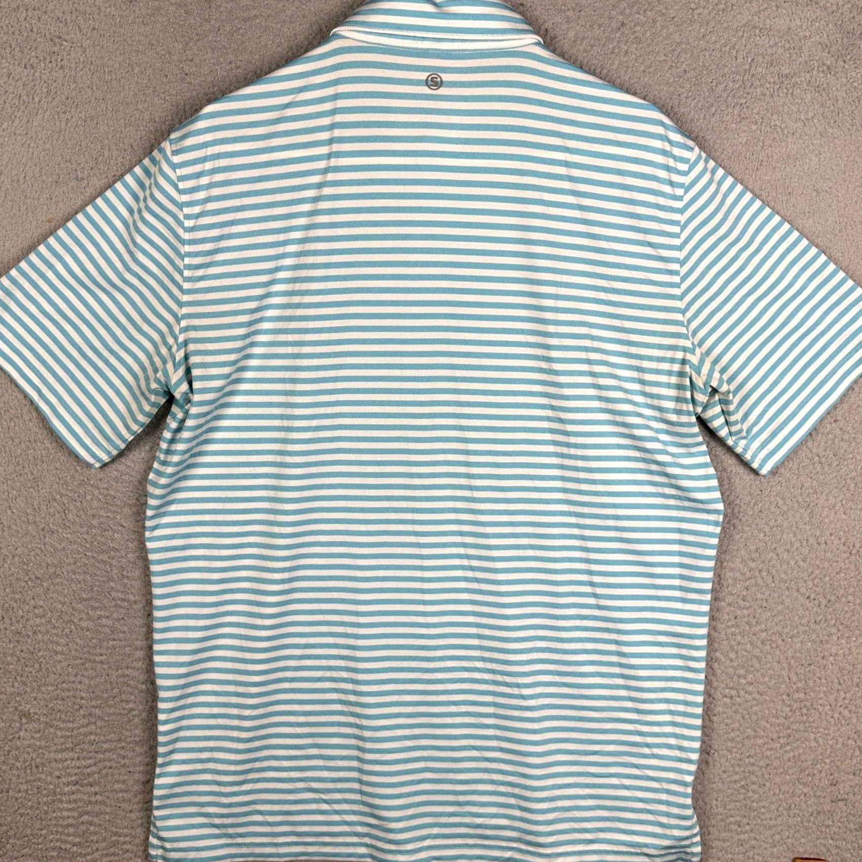 Vintage Stitch Golf Polo Mens Large Light Blue Stripe Short Sleeve Collared Performance Polo Shirt - Golf, Breathable, Stretch, Regular Fit Size US L / EU 52-54 / 3 - 3 Thumbnail