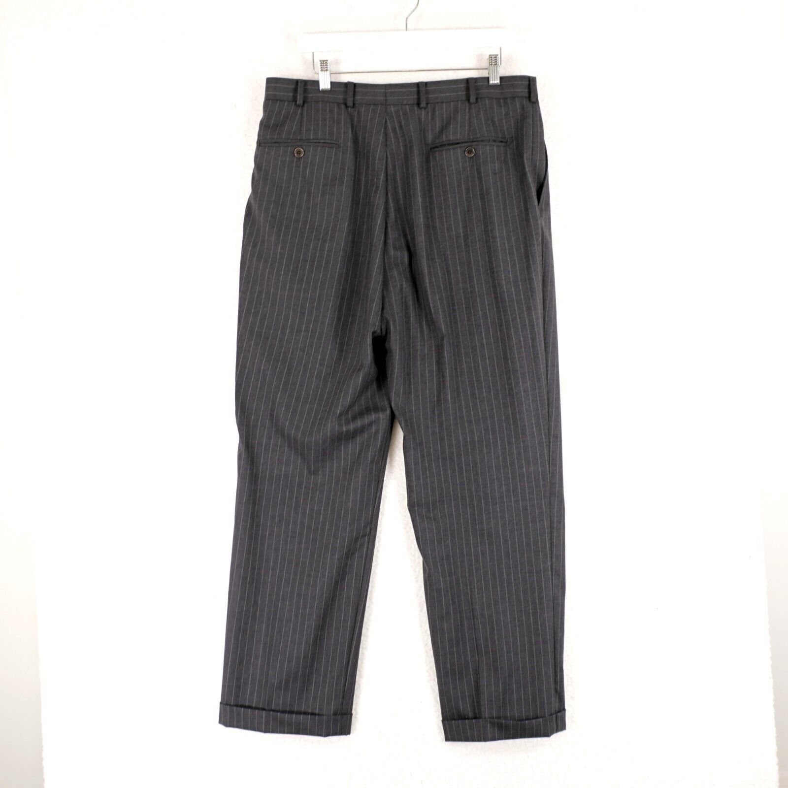 Brooks Brothers Brooks Brothers 346 Stretch Gray Wool Striped Pleated Cuffed Size 34R - 4 Thumbnail