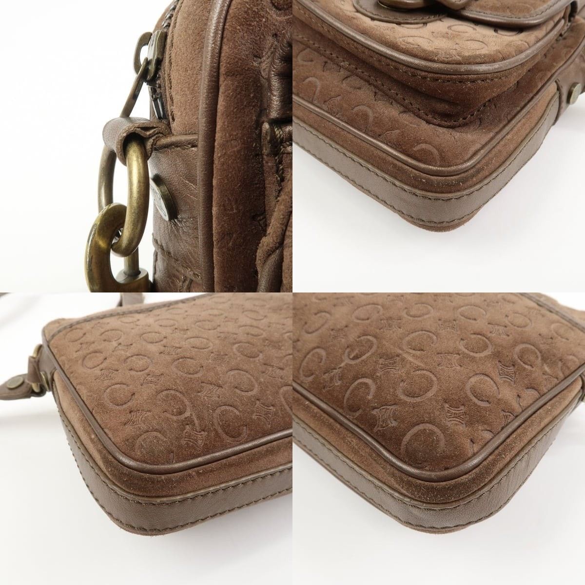 Celine Celine Macadam Suede Leather Crossbody Bag Brown Size ONE SIZE - 5 Thumbnail