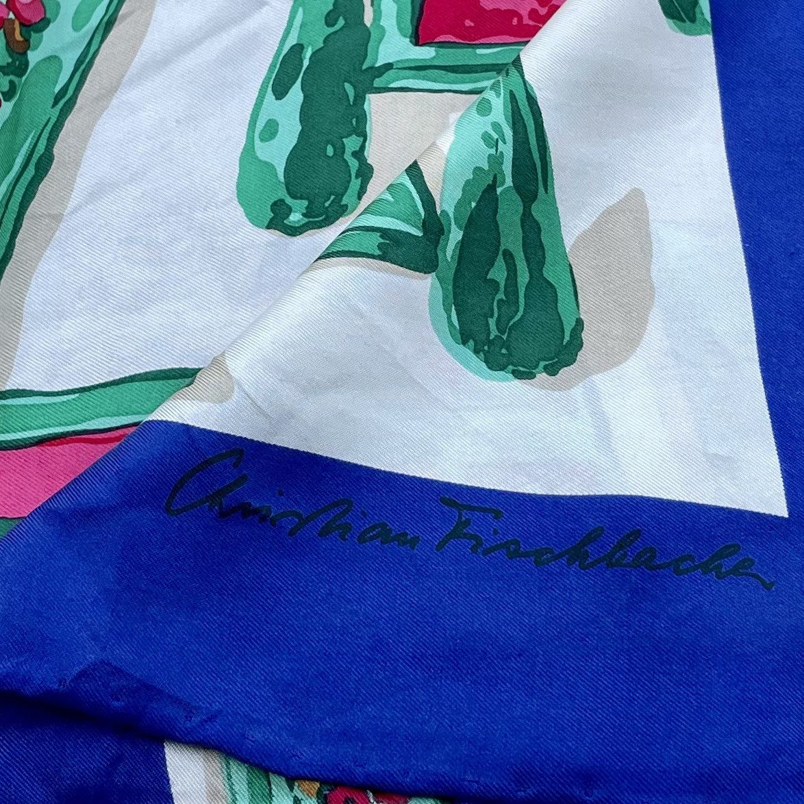 Designer × Vintage Christian Fischbacher Jardins Silk Scarf Size ONE SIZE - 4 Thumbnail