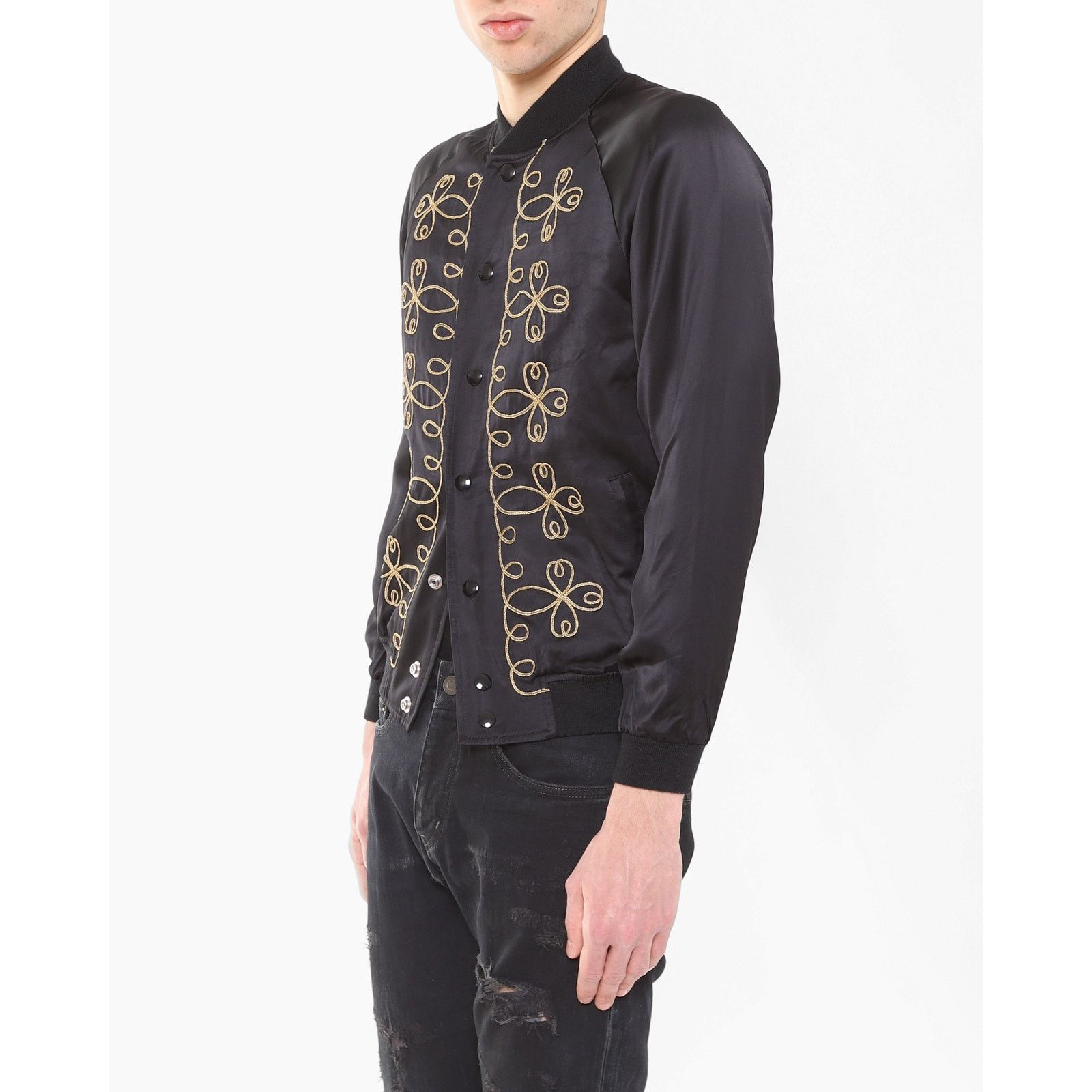 Saint Laurent Paris SS15 Napoleon Bomber in Black Satin Size US M / EU 48-50 / 2 - 4 Thumbnail