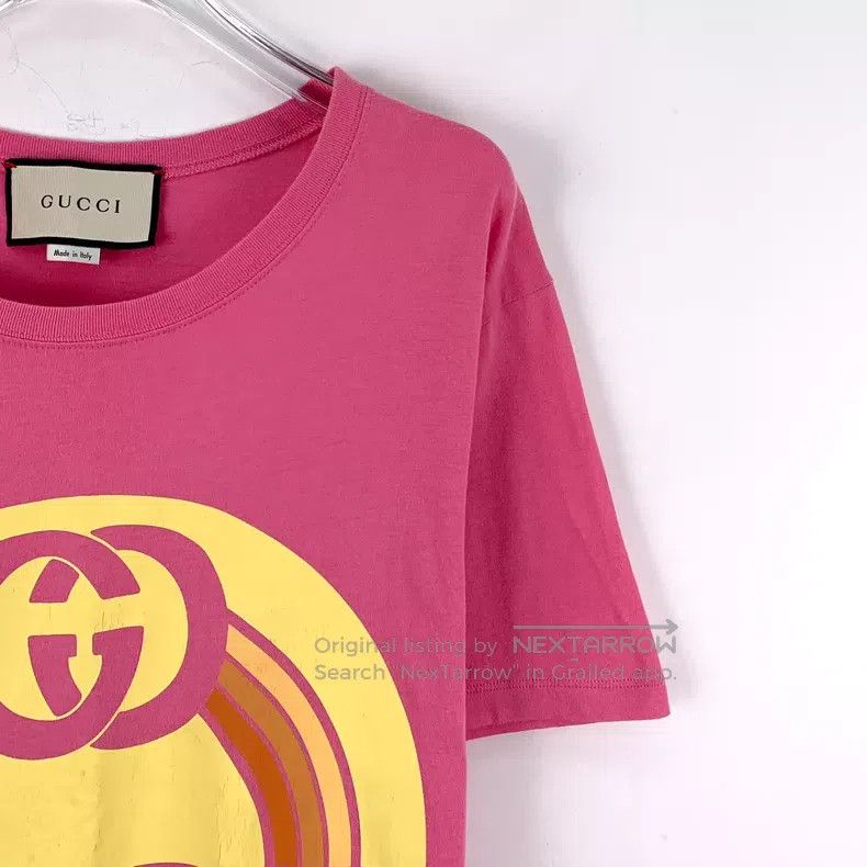 Gucci Gucci Pink logo printed cotton round-neck short-sleeved T- Size XS / US 0-2 / IT 36-38 - 3 Thumbnail
