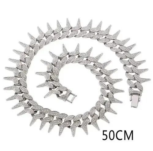 Other 50 CM + 2.3Cm Width Hip Hop Spiked Diamond Necklace Size ONE SIZE - 2 Thumbnail