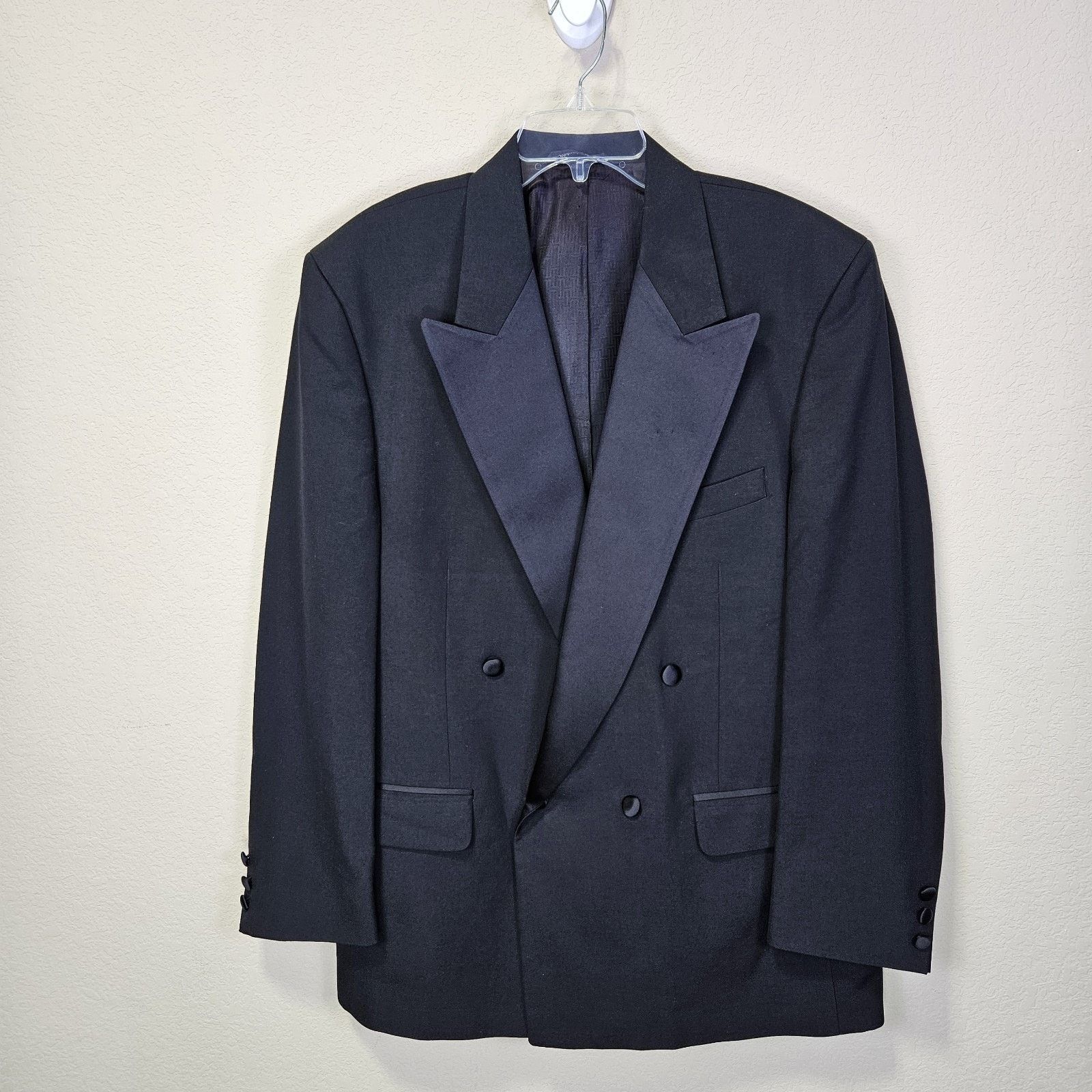 Halston Halston Tuxedo Jacket Wedding Peak Lapel Double Breasted Size 40R - 1 Thumbnail