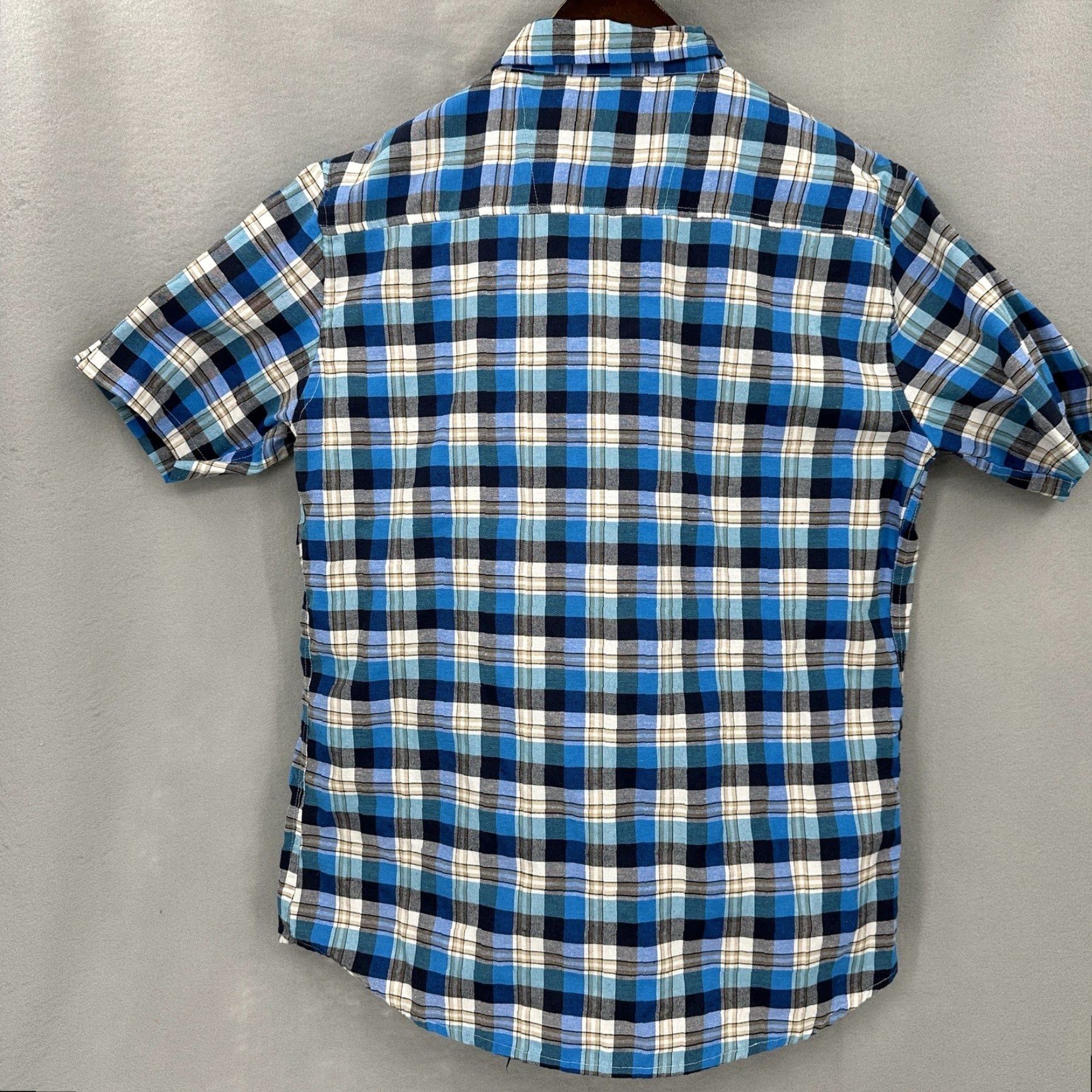 Phat Farm VINTAGE Phat Farm Shirt Mens L Short Sleeve Plaid Blue Cotton Blend Button-Up Casual Hip Hop Retro 90s Mens Shirt Size US L / EU 52-54 / 3 - 6 Thumbnail