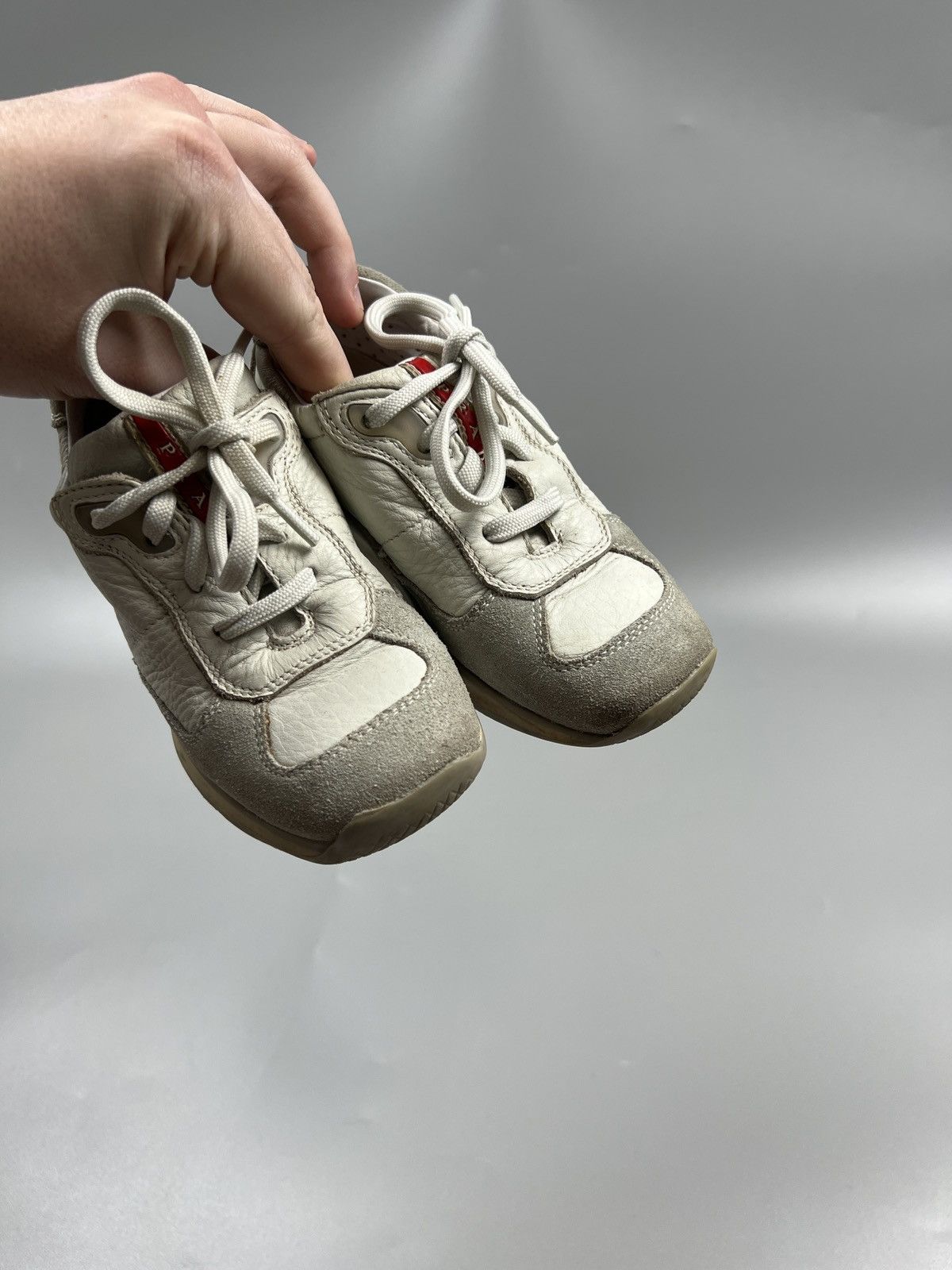 Prada × Vintage Kid's Vintage Prada Leather Sneakers (Y0644) Size US 5 / EU 37 - 6 Thumbnail