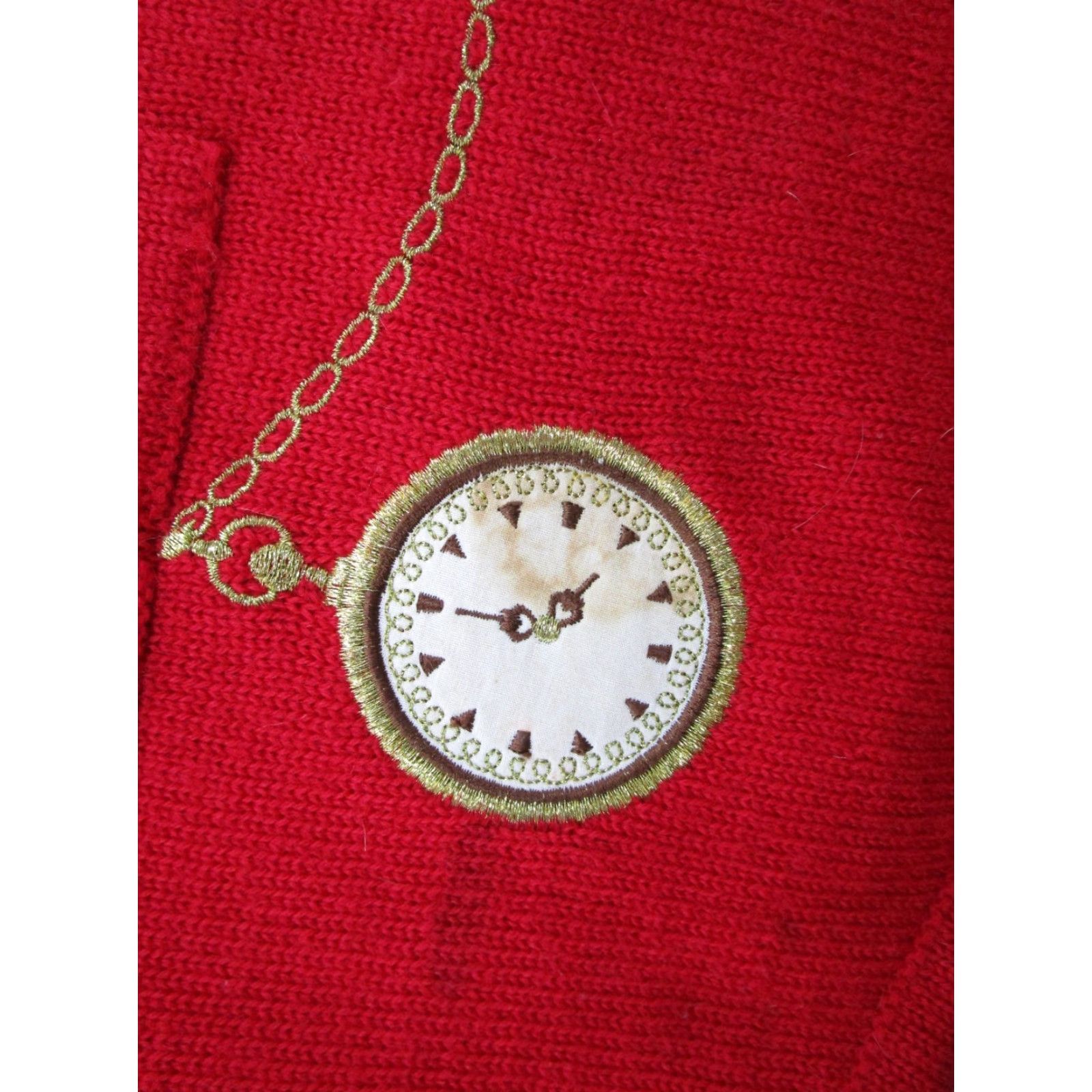 Vintage VINTAGE Susan Bristol Embroidered Pocket Watch Sweater Vest Shirt Womens M Red 90s Knit Cotton Embroidered Vest 90s Womens Vintage 1992 Size M / US 6-8 / IT 42-44 - 5 Thumbnail