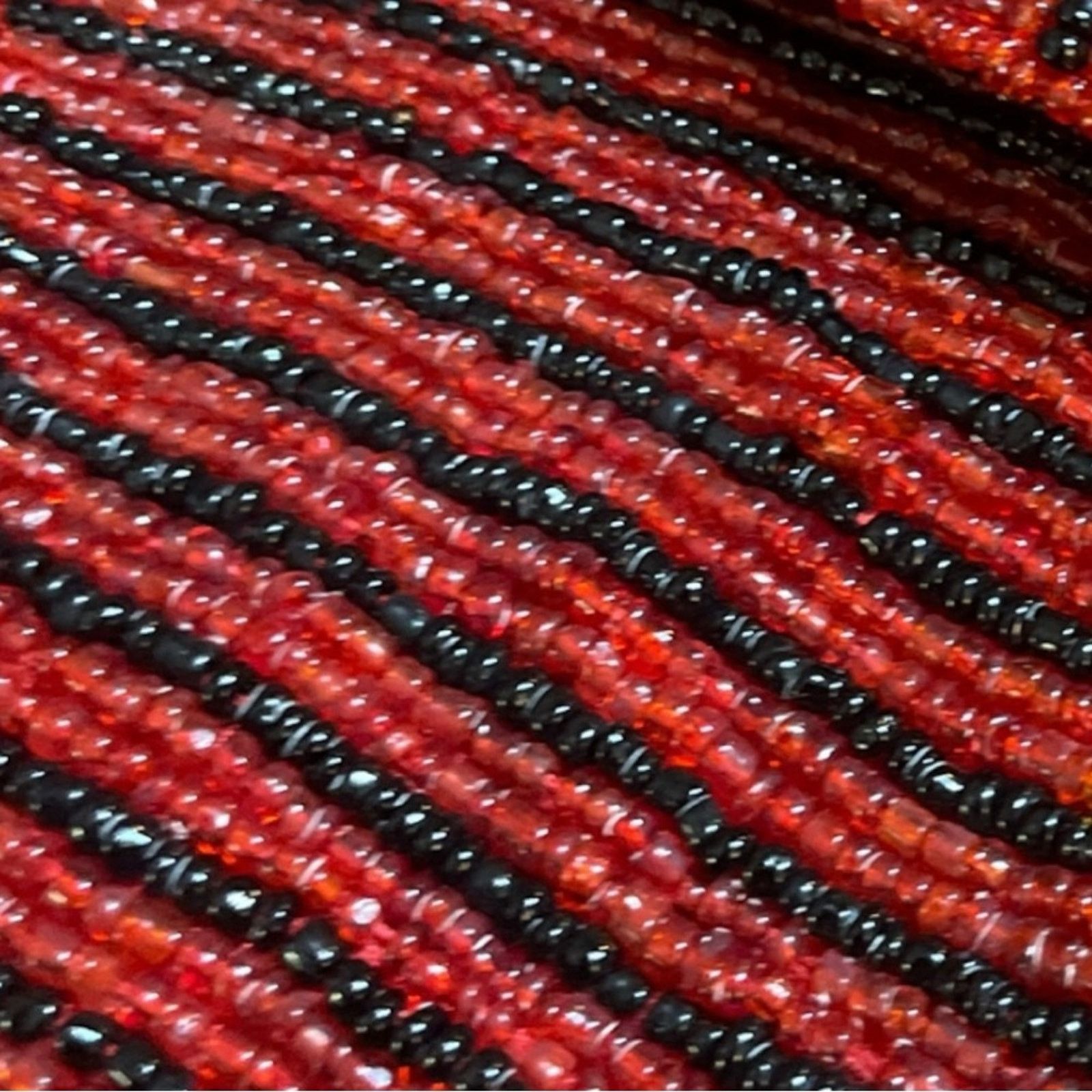 Handmade Vintage 1950s Art Deco Paul Handcrafts Red/Black Beaded Bag Size ONE SIZE - 5 Thumbnail