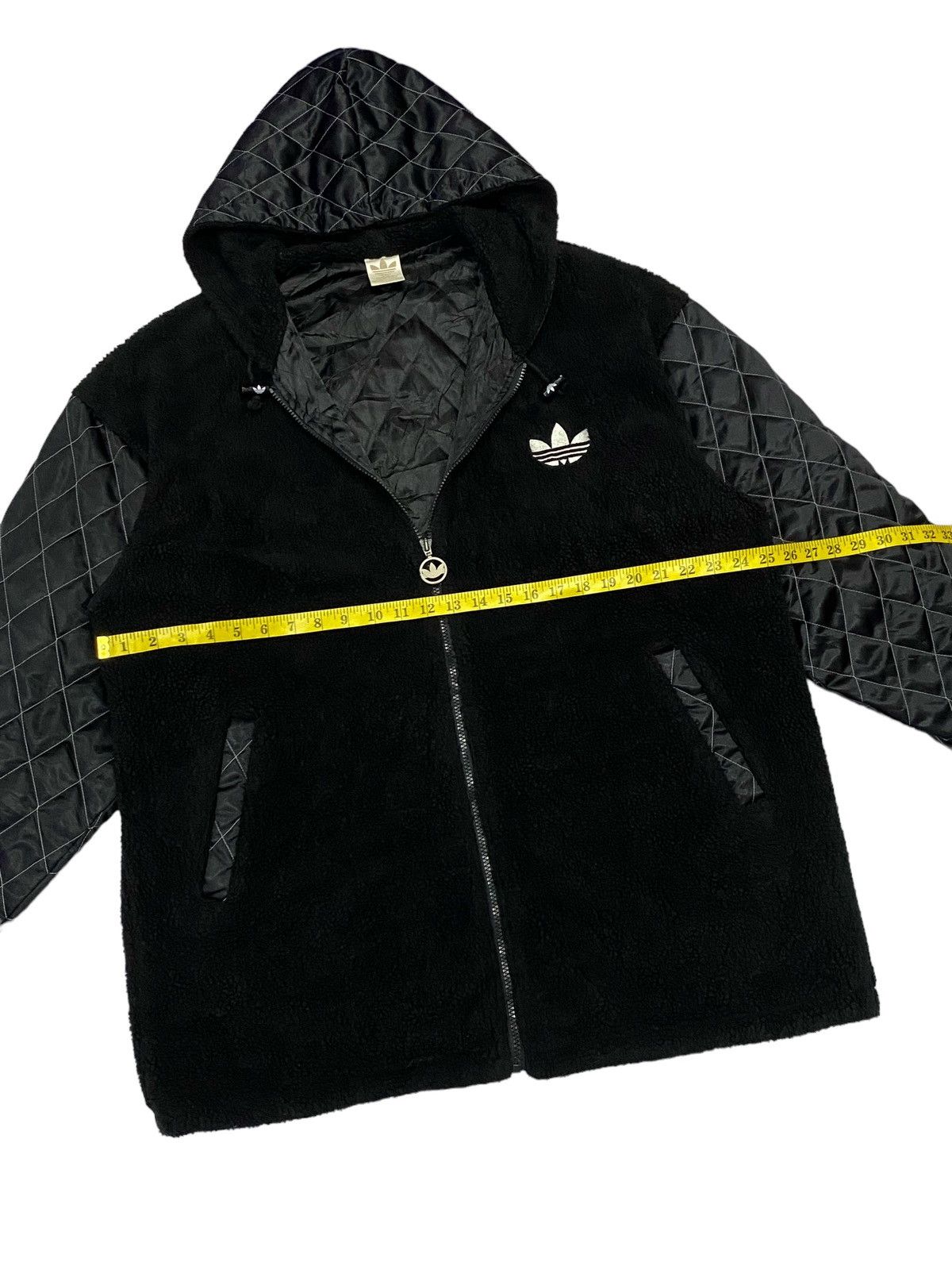 Adidas × Descente × Vintage Vintage 90s Adidas Trefoil Big Logo Pile Fleece Hoodie Size US L / EU 52-54 / 3 - 5 Thumbnail