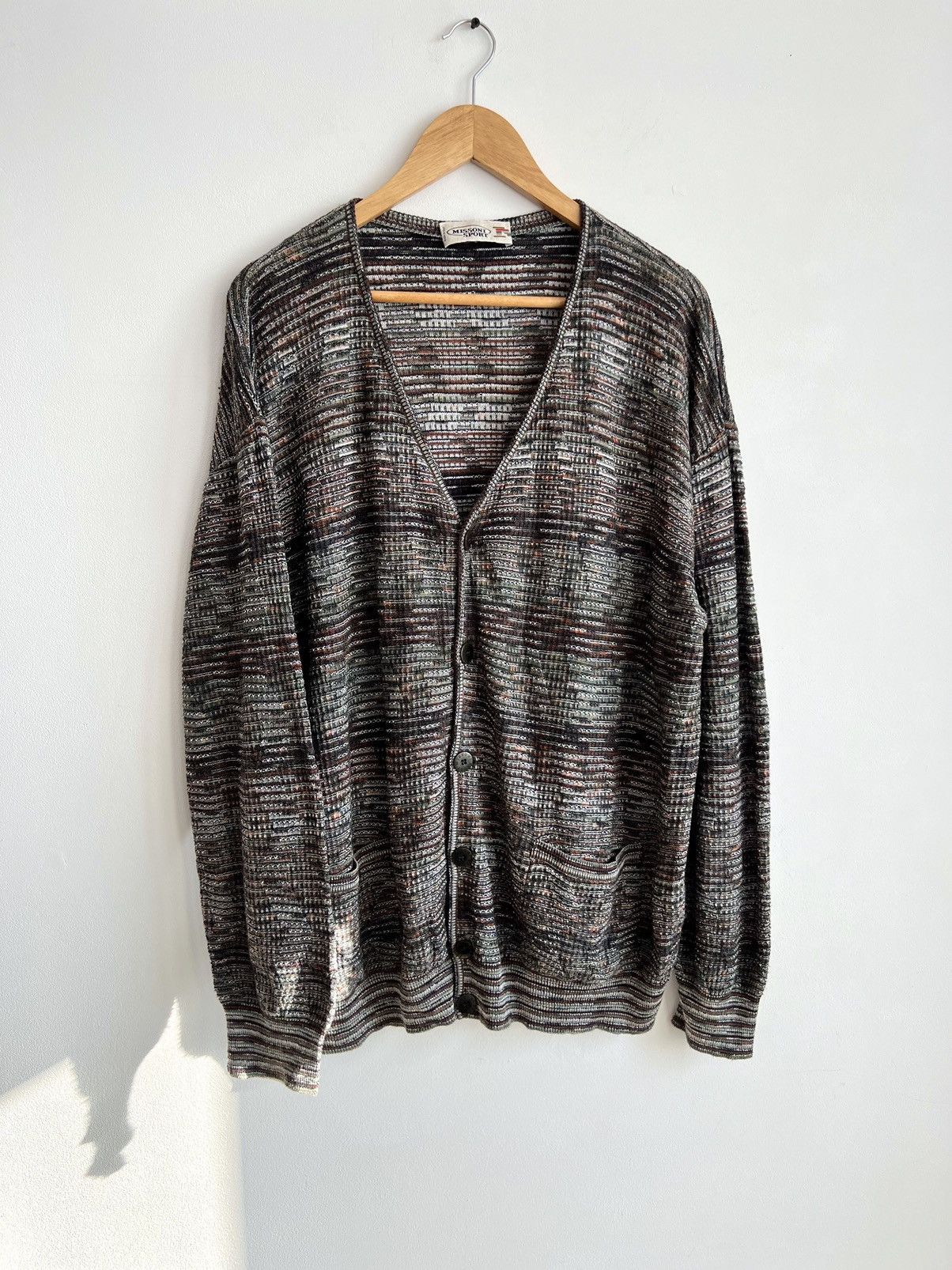 Missoni Sport Vintage Textured Knitted Multicolour Cardigan