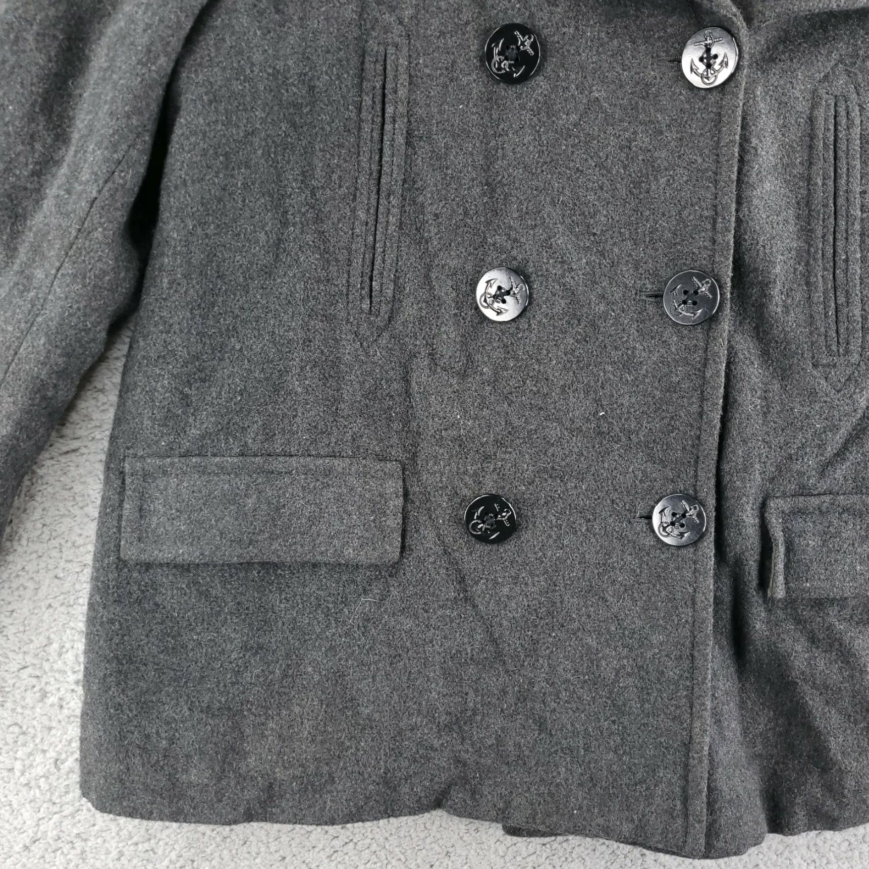 Abercrombie & Fitch Abercrombie & Fitch Pea Coat Womens Large Wool Gray Overcoat Size L / US 10 / IT 46 - 3 Thumbnail