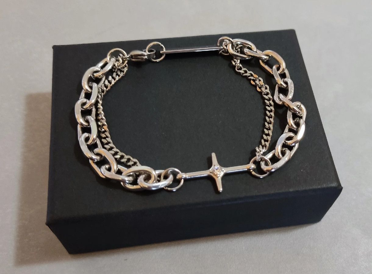 Jewelry Chrome Silver Cross Bracelet Goth God Pendant Chain Size ONE SIZE - 5 Thumbnail