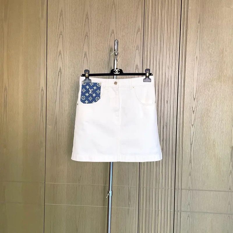 Louis Vuitton White Cotton A-Line Skirt 0089