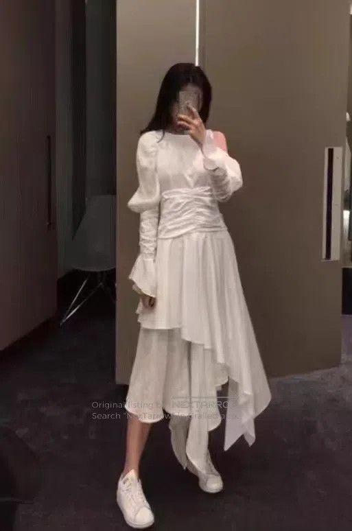 Loewe Loewe Fairies Series White Asymmetrical Waistline Dress Size S / US 4 / IT 40 - 5 Thumbnail