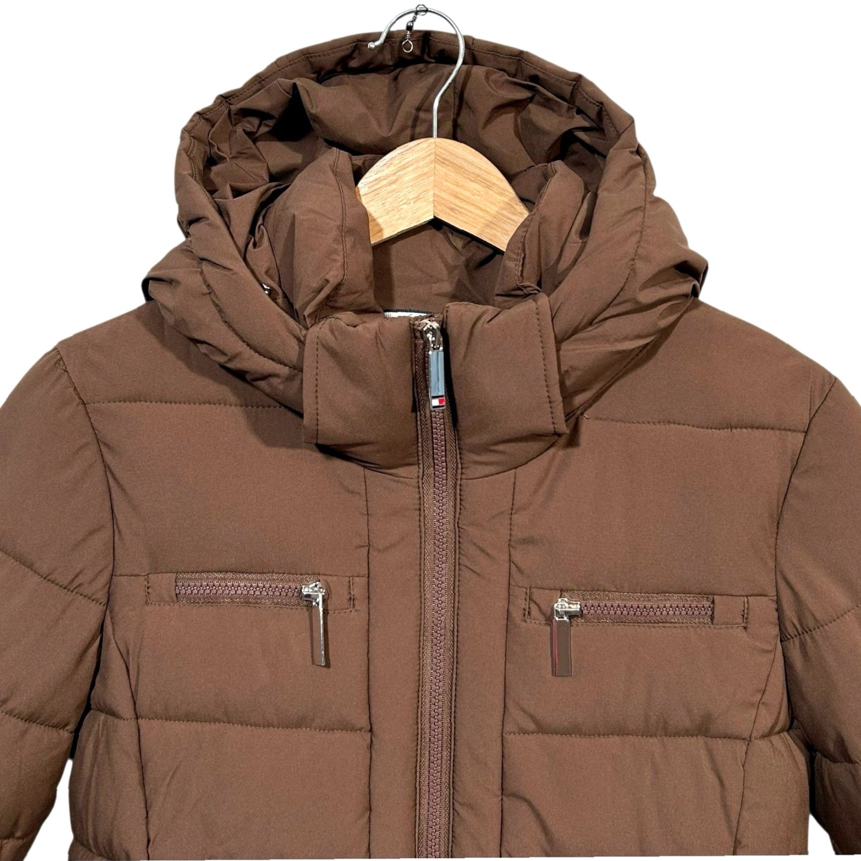 Tommy Hilfiger Tommy Hilfiger Womens Long Puffer Jacket Winter Coat Size S Brown Zip Pockets Size S / US 4 / IT 40 - 4 Thumbnail