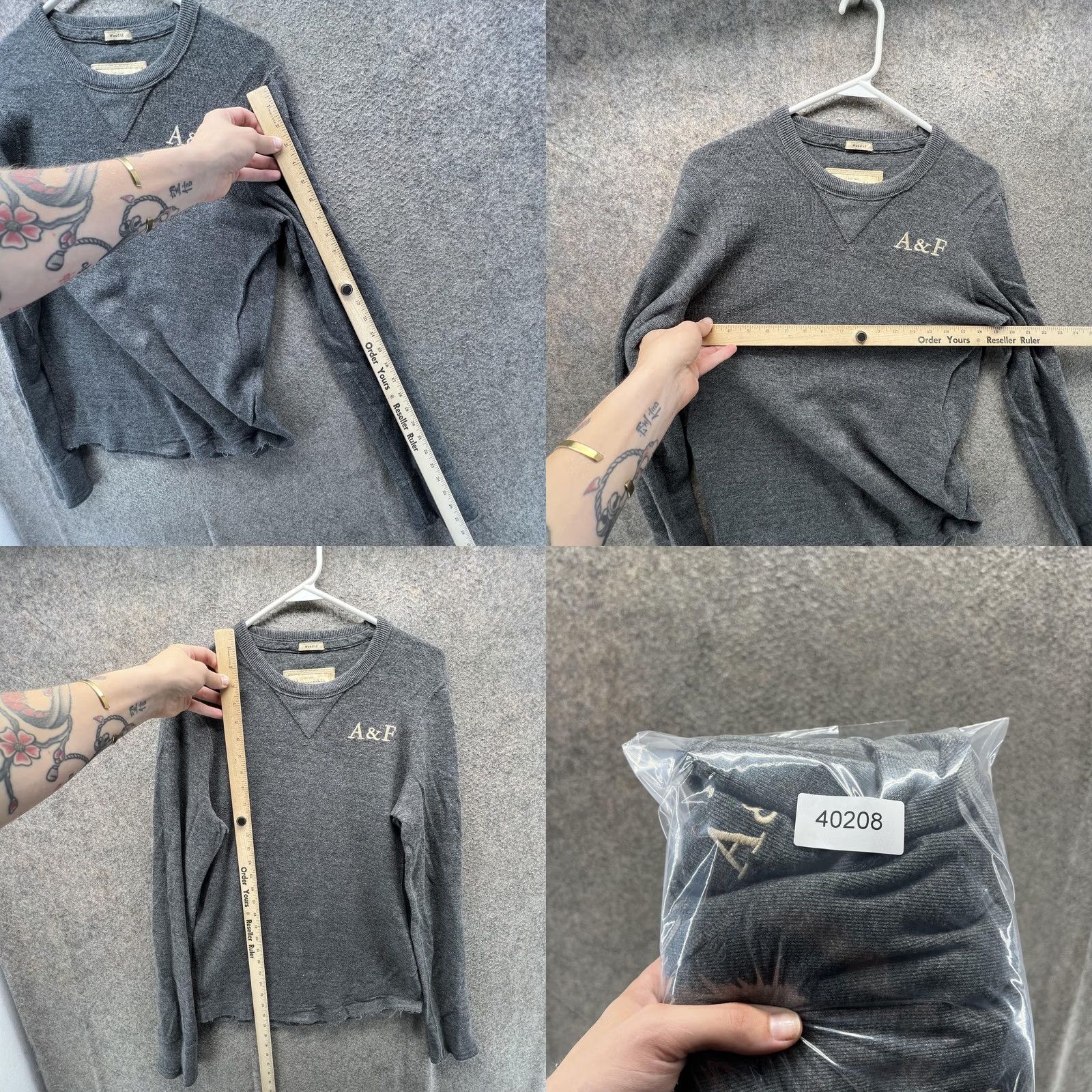 Abercrombie & Fitch Abercrombie & Fitch Sweatshirt Mens M Gray Muscle Fit Crewneck A&F Logo Size US M / EU 48-50 / 2 - 8 Thumbnail