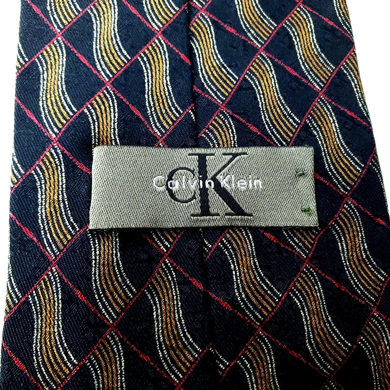 Calvin Klein Calvin Klein Silk Tie Black Geometric Abstract Short Wide Pr Size ONE SIZE - 3 Thumbnail