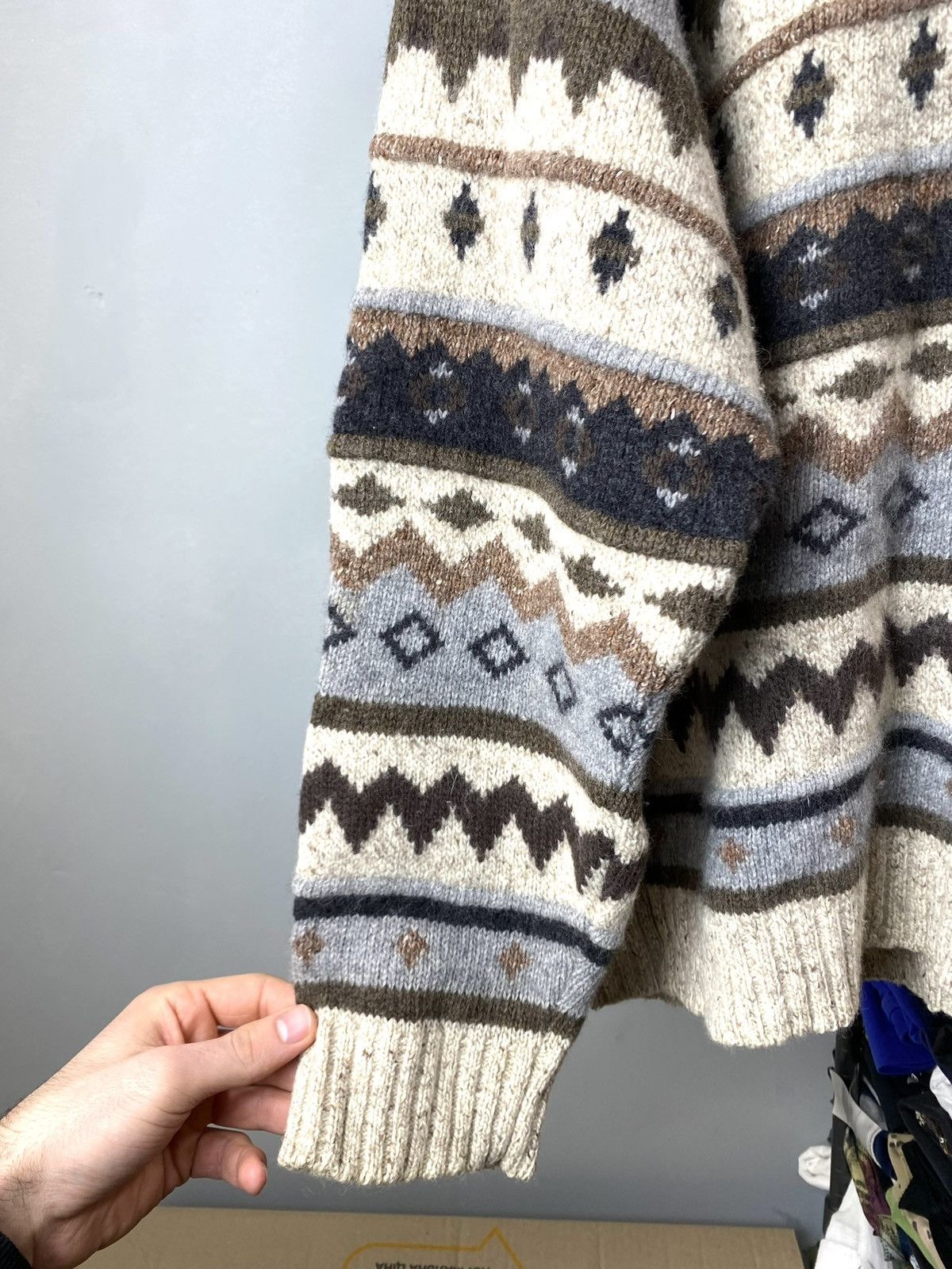 Vintage Rare! Vintage 80’s Knit Pattern Cardigan Sweater Travis Size US M / EU 48-50 / 2 - 14 Thumbnail