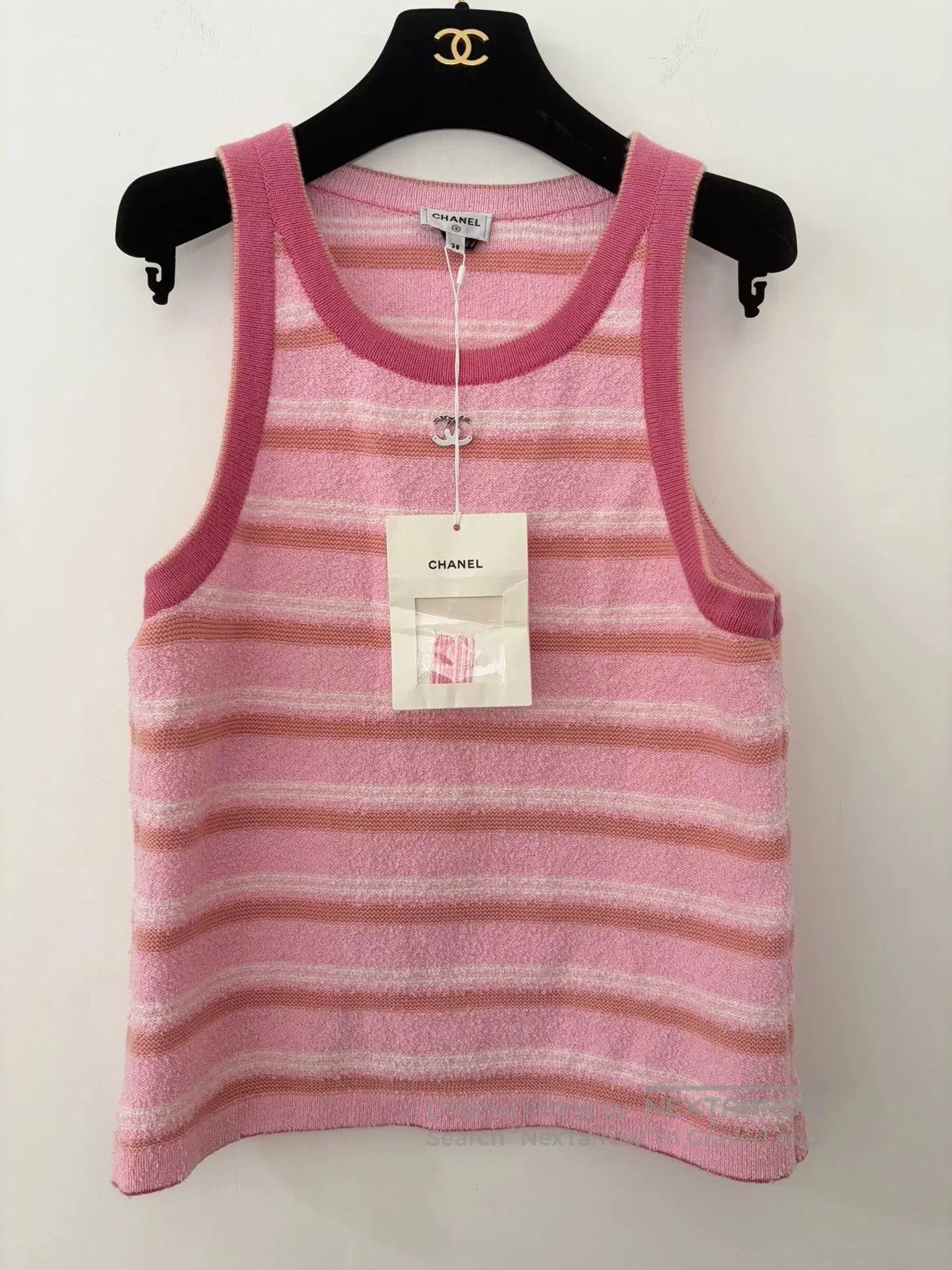 Chanel Chanel Pink Striped Towel Fabric Tank. Size US S / EU 44-46 / 1 - 1 Thumbnail