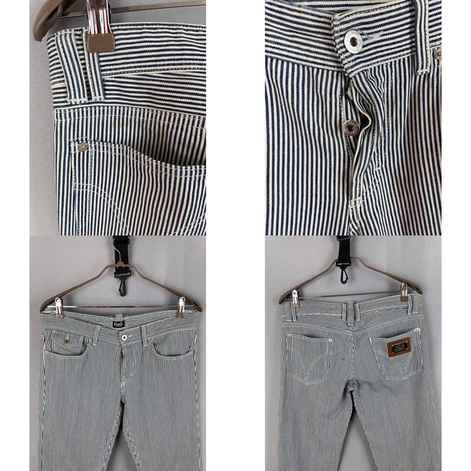 Dolce & Gabbana Dolce&Gabbana Pants Mens Size 33 Black & White Striped Cotton Belt Loop Button Flat Front 5-Pocket Cargo Regular Fit 7'' Leg Opening Womens? Size US 33 - 9 Thumbnail
