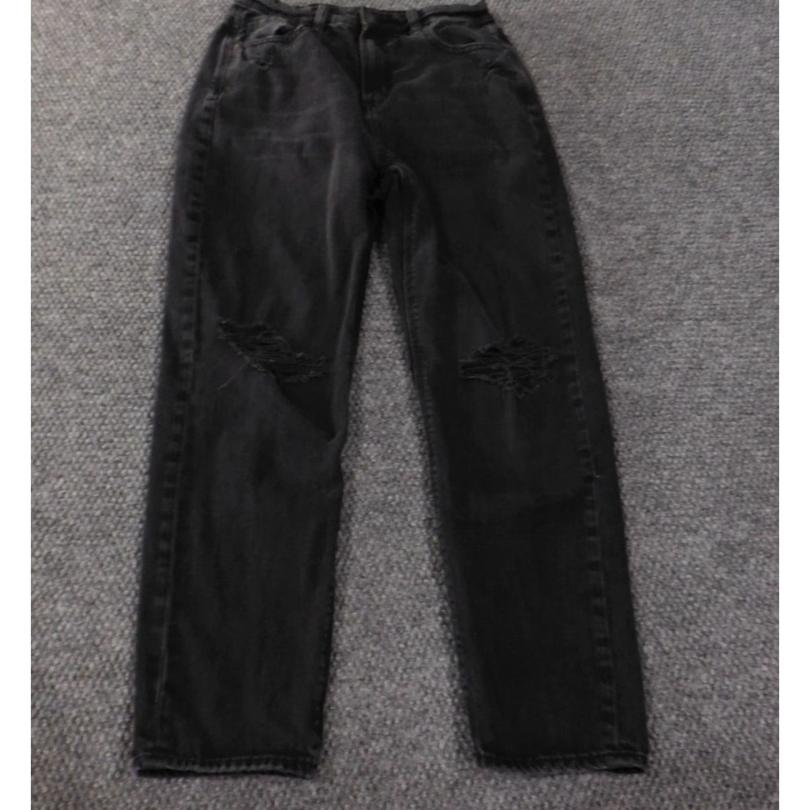 American Eagle Outfitters American Eagle Jeans Womens Regular Size 2 Black Distressed Denim Mom Style 26in Inseam Jeans Mens Women Girls Size 26" / US 2 / IT 38 - 3 Thumbnail