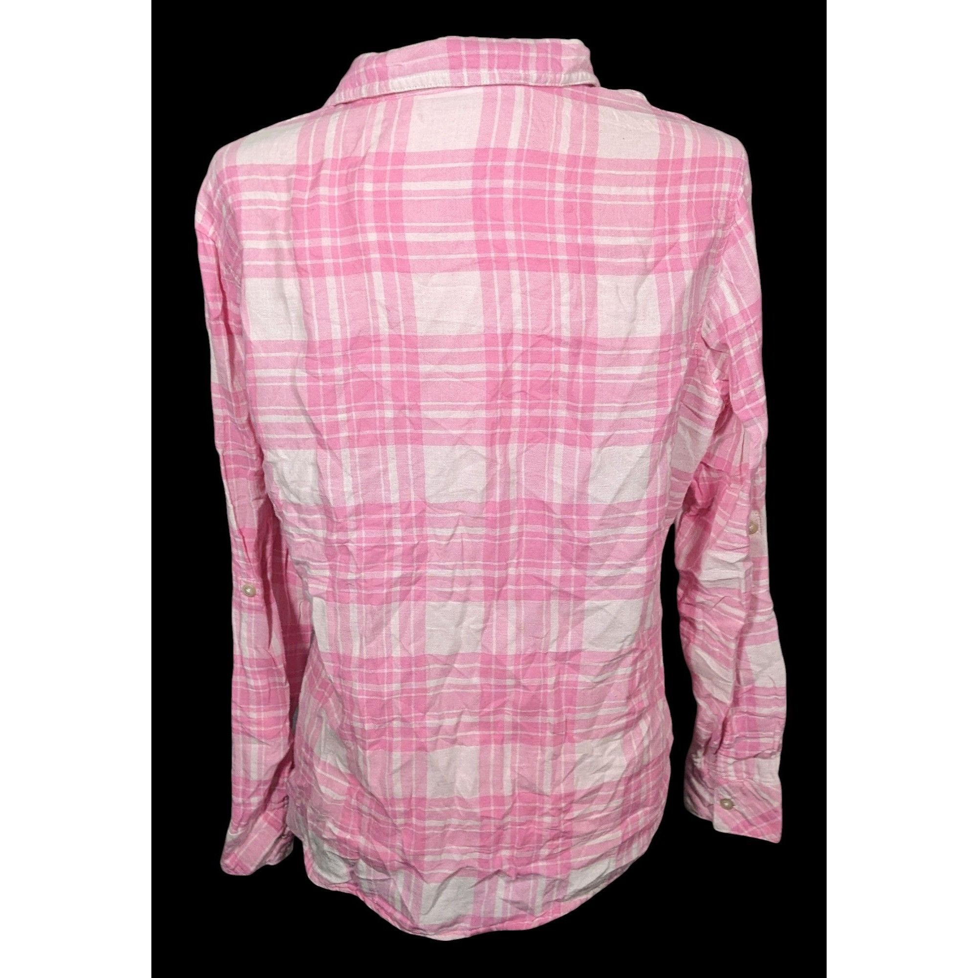 Lee Riders By Lee Indigo Pink And White Plaid Button Top Size L / US 10 / IT 46 - 2 Thumbnail