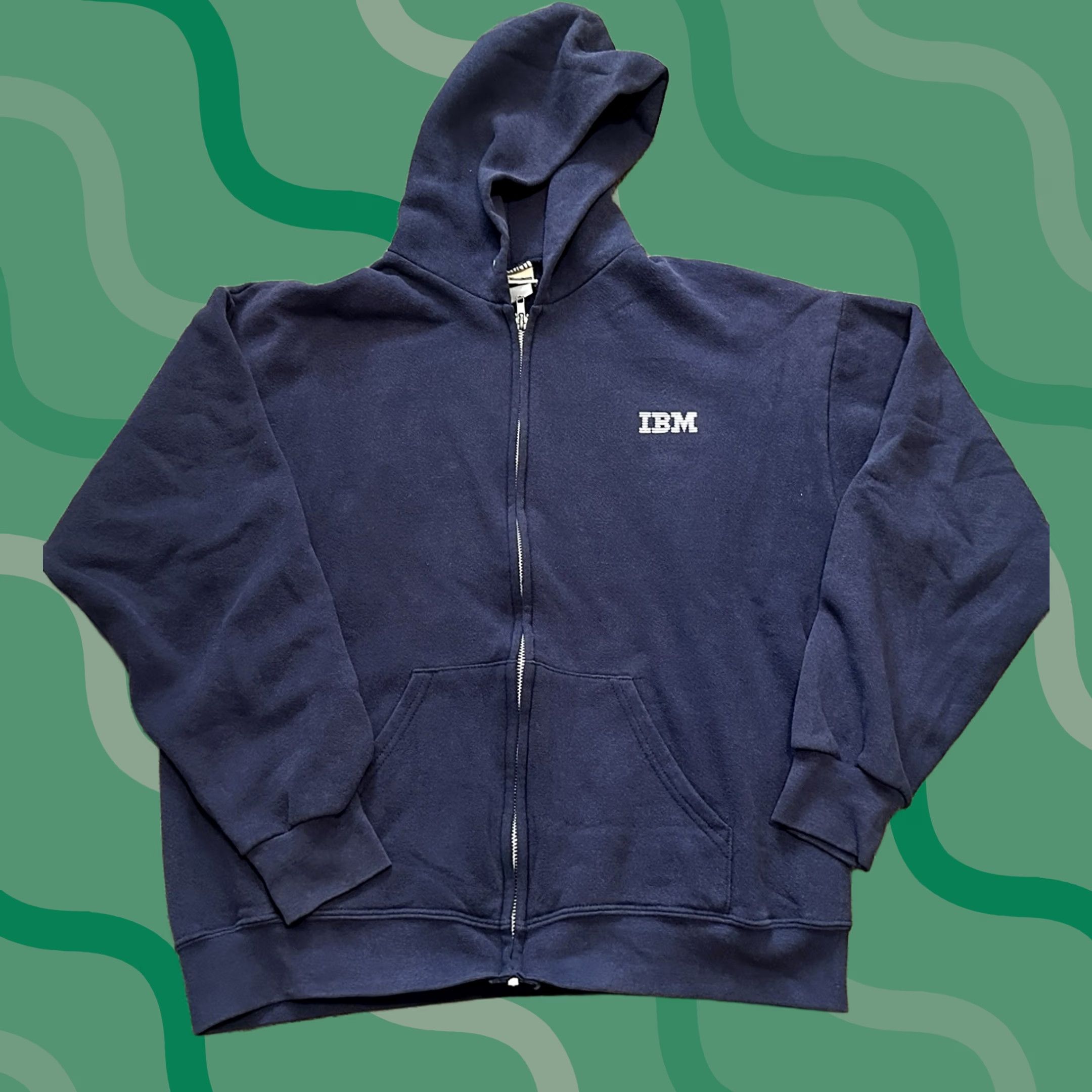 Lee VINTAGE IBM Promo Hoodie Mens Large Full Zip Technology Computer Gray Hoodie Mens Large Blue Cotton Fleece Zip Logo Zipper 90s Computers Size US M / EU 48-50 / 2 - 1 Thumbnail