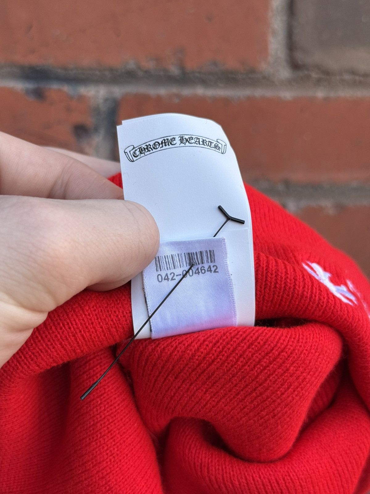 Chrome Hearts Red Chrome Hearts Front Logo Beanie Size ONE SIZE - 8 Thumbnail