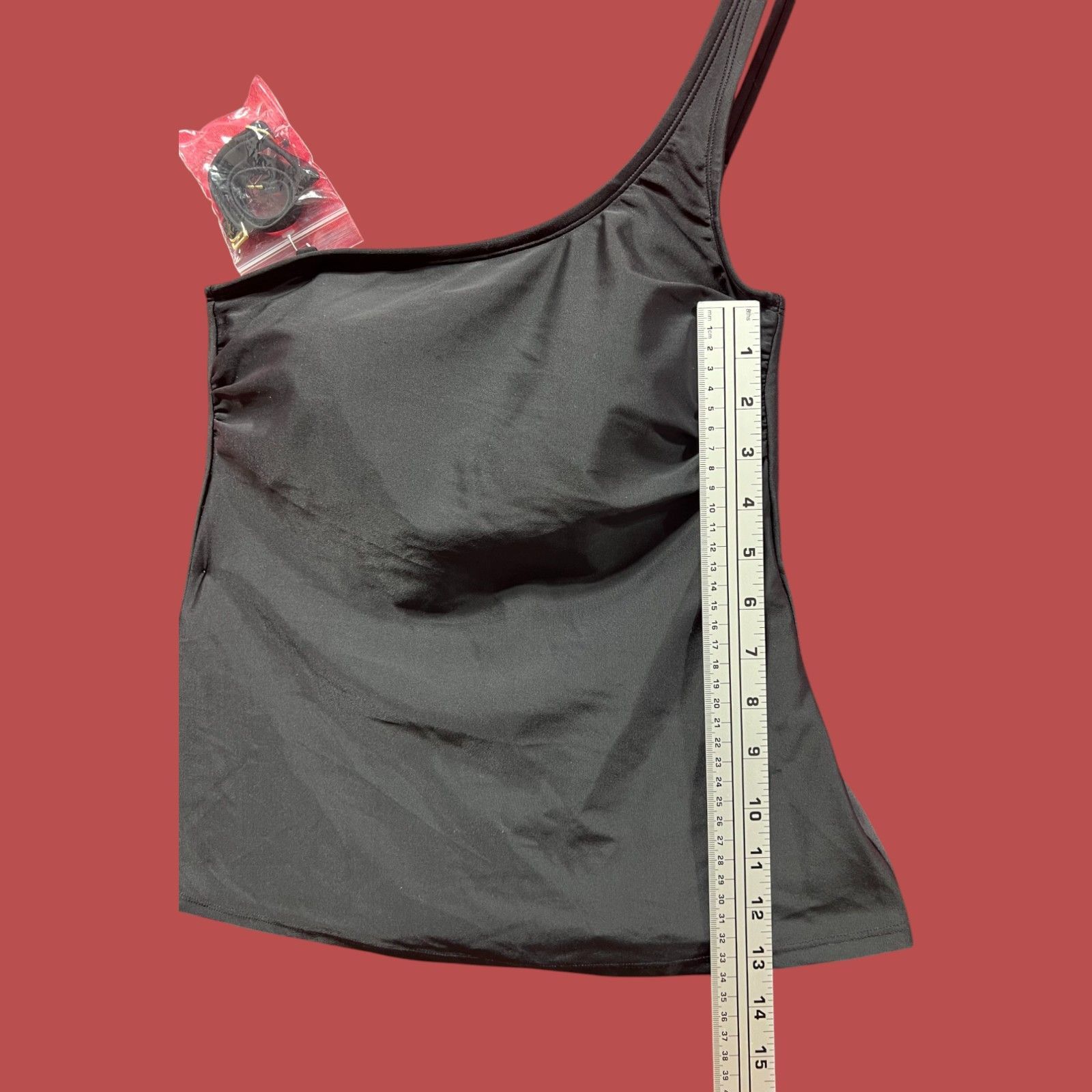 Other Shade & Shore - Women's One Shoulder Tankini Top - Black - M Size ONE SIZE - 6 Thumbnail