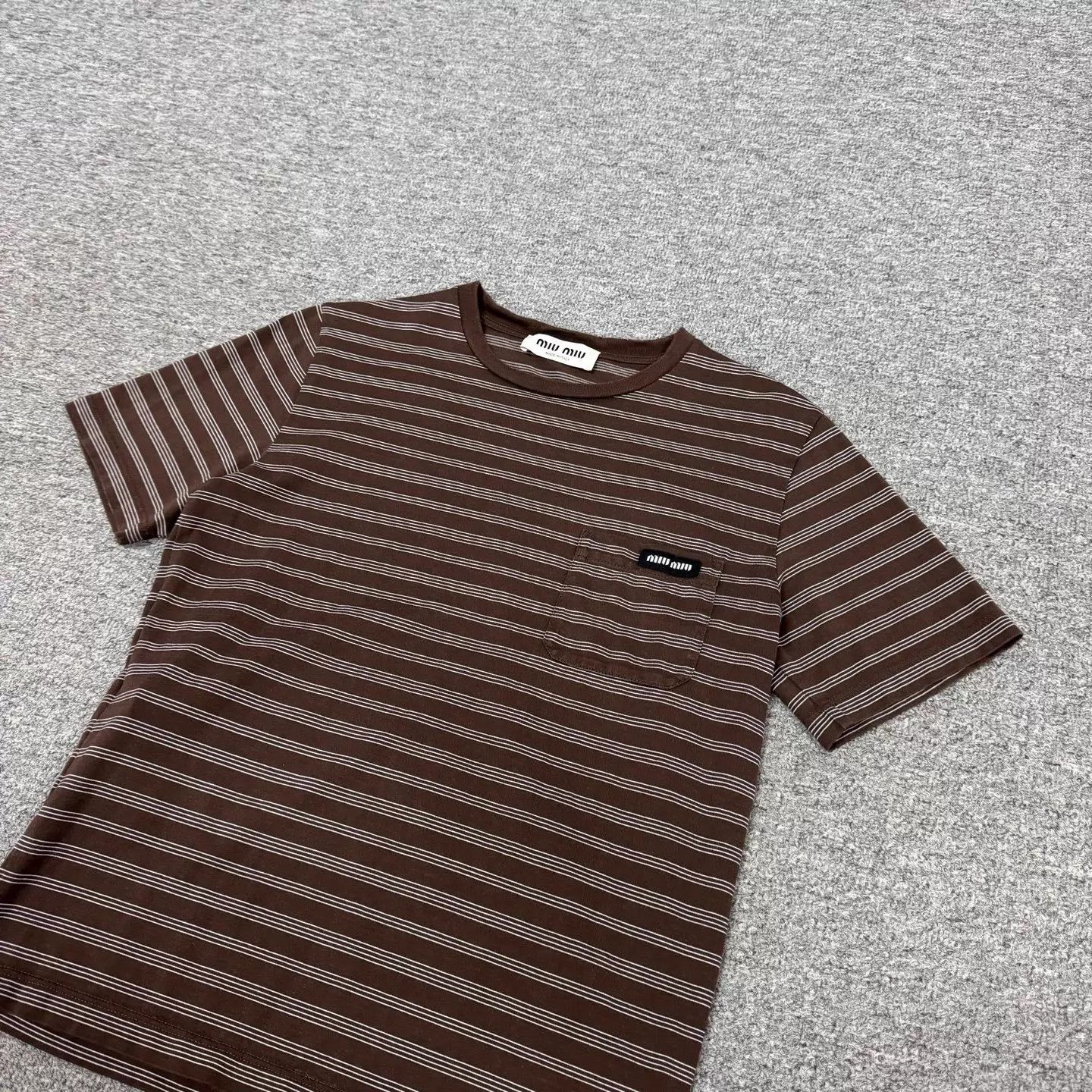 Miu Miu MIU MIU brown white stripe TS logo pocket women's Size M / US 6-8 / IT 42-44 - 4 Thumbnail