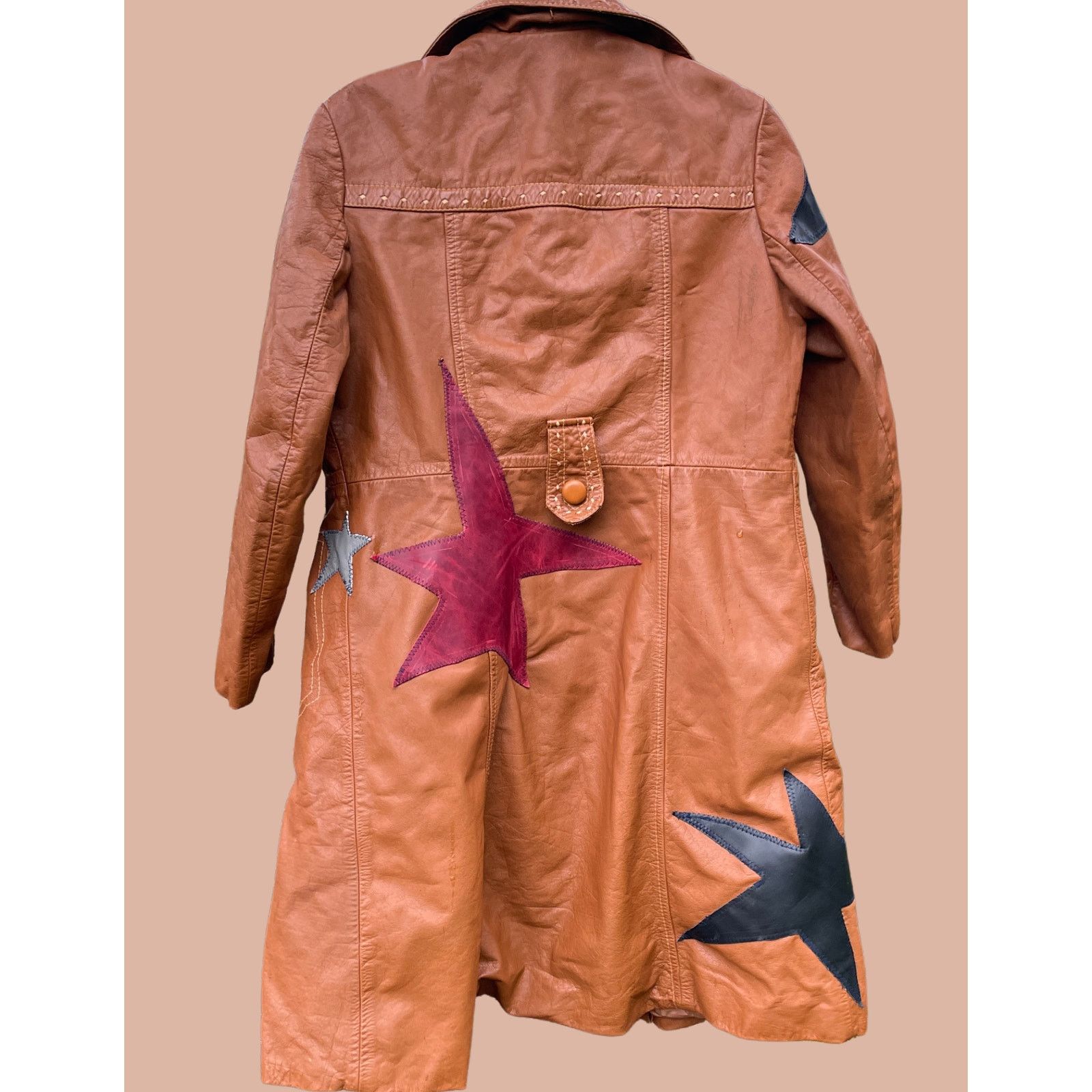 Handmade Large Upcycled Celestial Real Genuine Leather Jacket Size L / US 10 / IT 46 - 2 Thumbnail