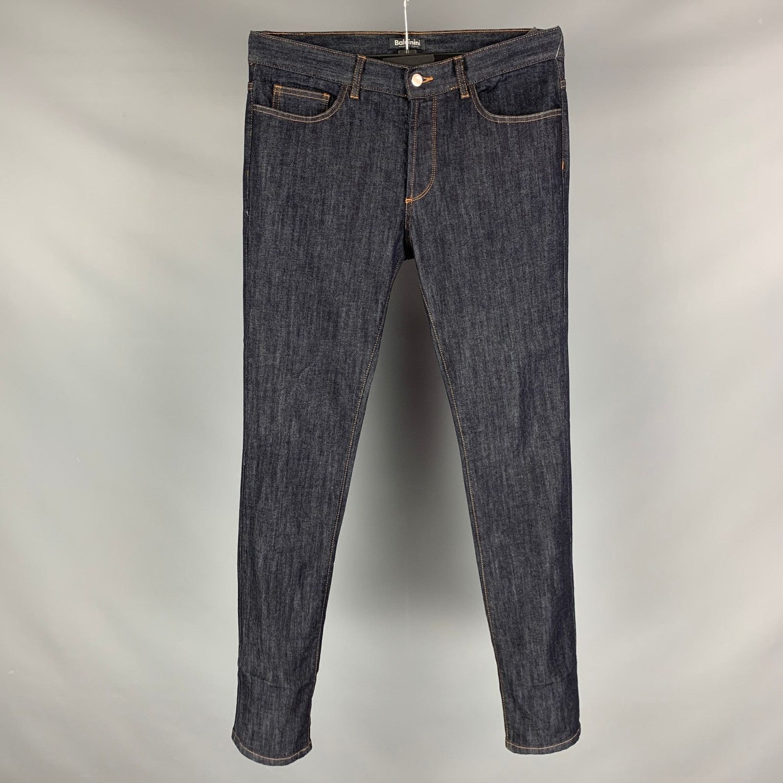 Baldinini 34 Navy Contrast Stitch Cotton Elastane Button Fly Jeans Size US 34 / EU 50 - 1 Thumbnail