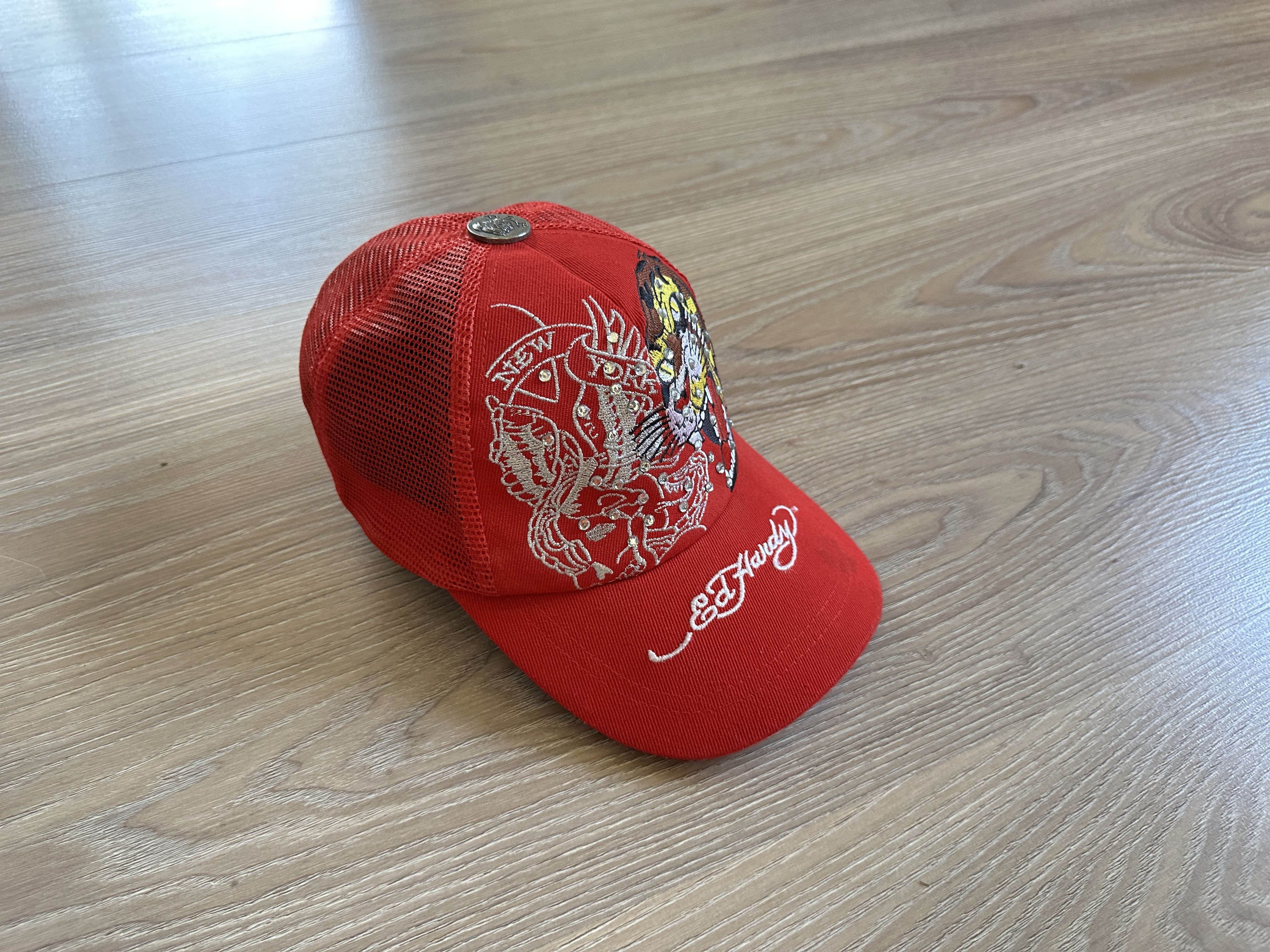 Christian Audigier × Ed Hardy × Vintage Vintage Ed Hardy Brown Cap Trucker Size ONE SIZE - 4 Thumbnail