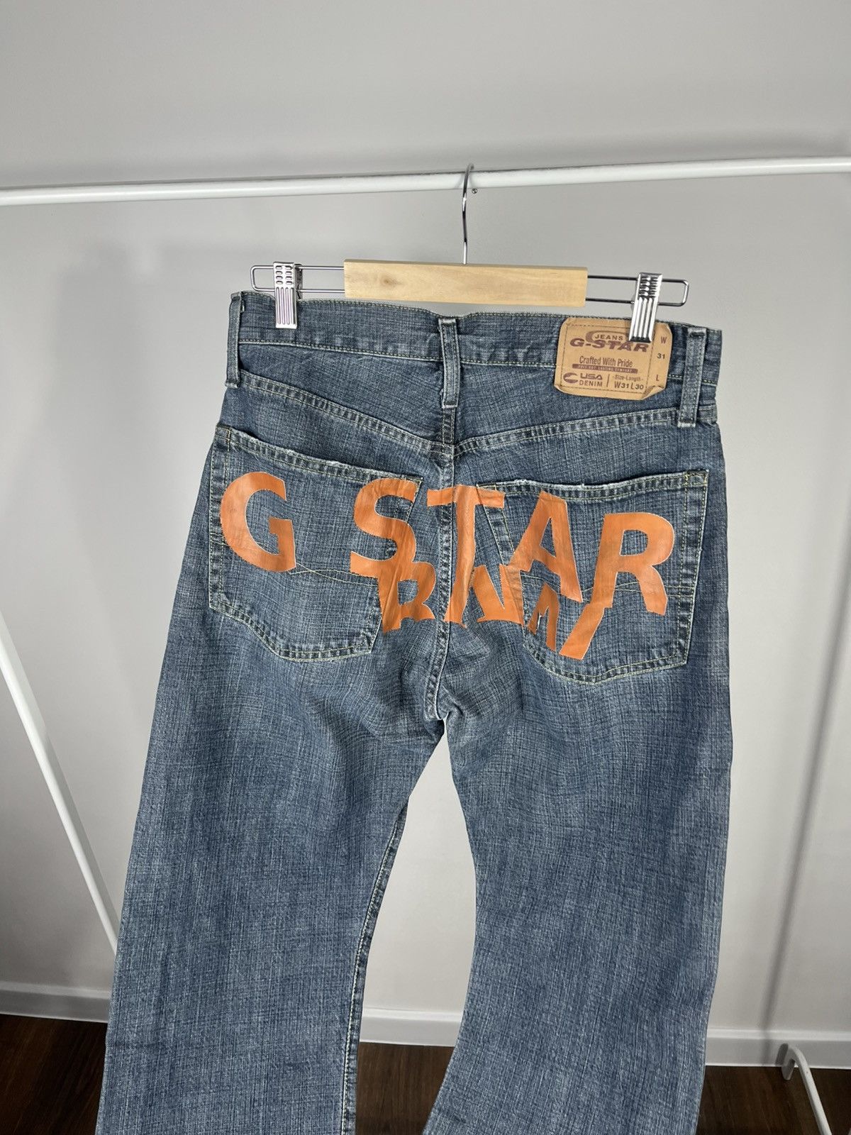 G-Star G Star Raw Jeans Custom Big Logo W31 L30 Blue Straight Fit Size US 31 - 10 Thumbnail