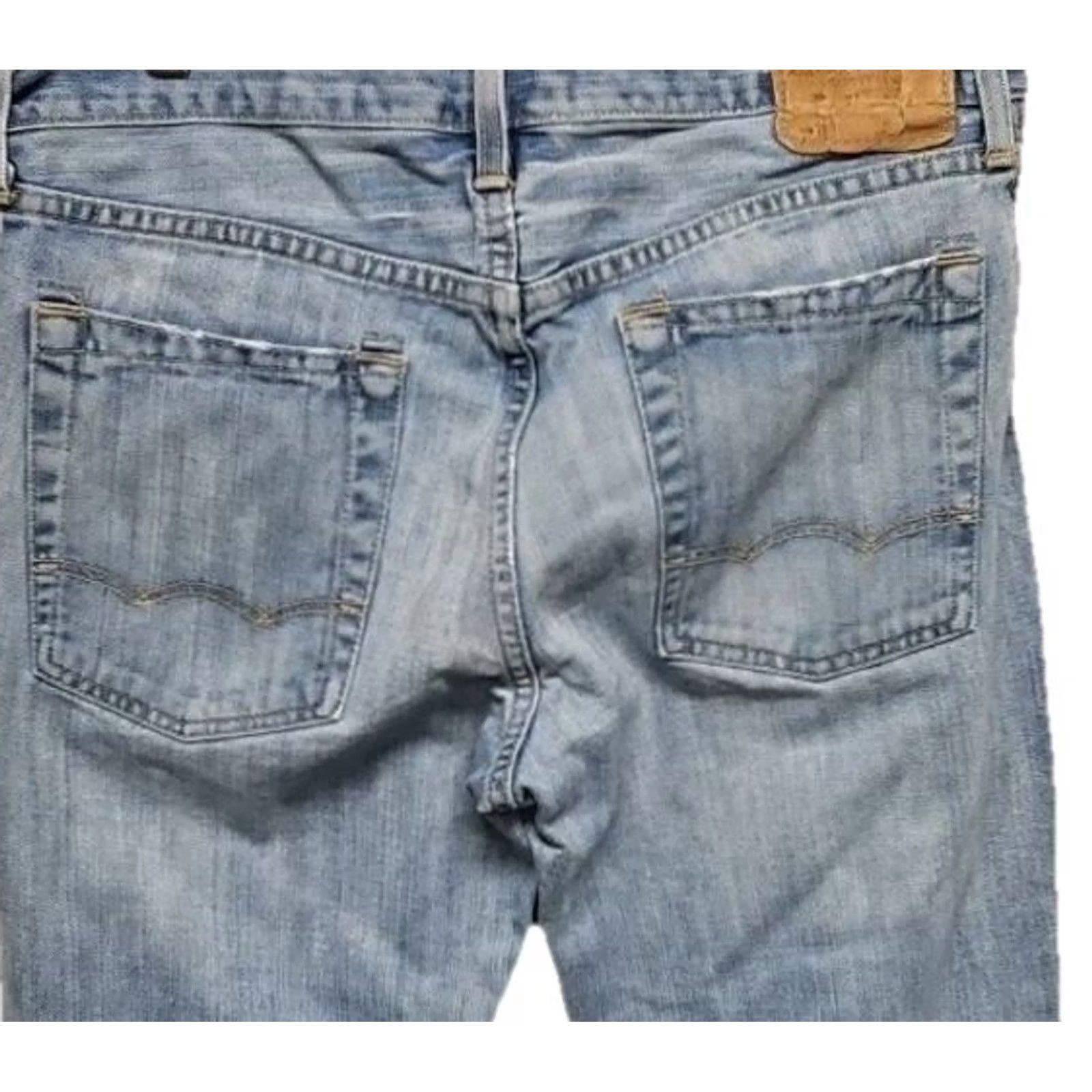 American Eagle Outfitters American Eagle Jeans Men Light Wash Distressed Mid Rise Raw Hem Denim 34x30 Straight Cle Size US 34 / EU 50 - 5 Thumbnail