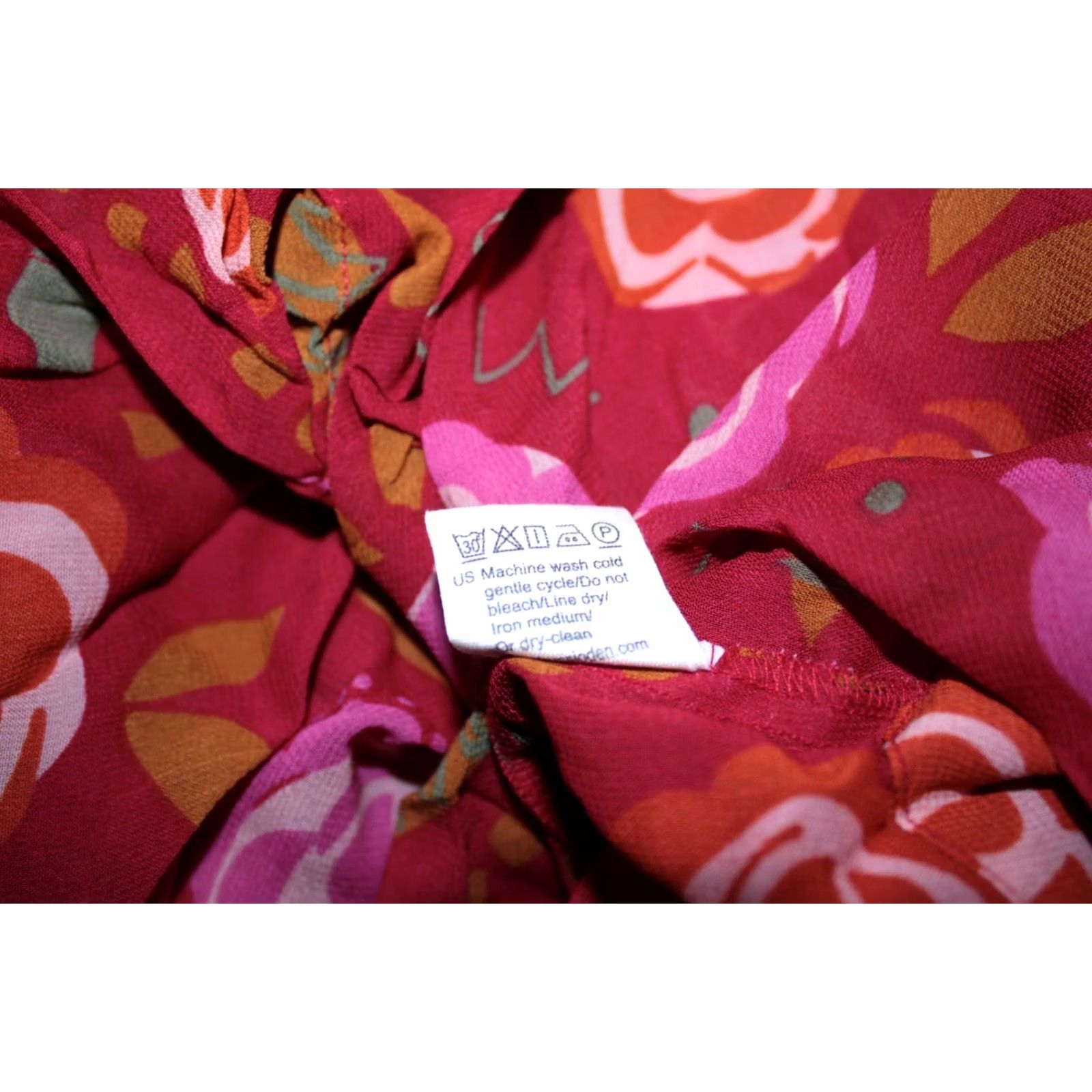 Vintage Gudrun Sjoden Dress Womens L/XL A-Line Midi Red Visco​se Shirt? Size L / US 10 / IT 46 - 8 Thumbnail