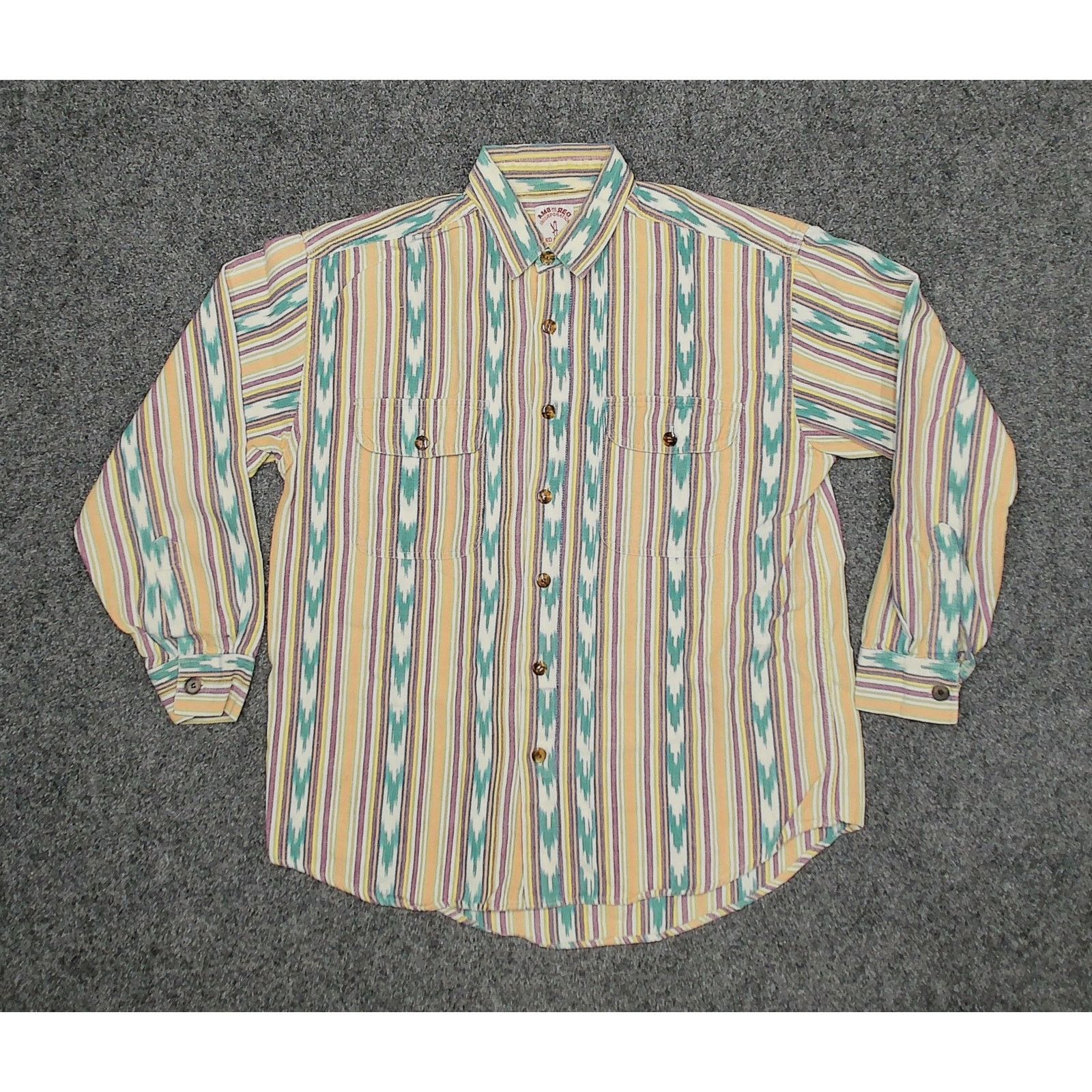 Vintage VTG Y2K Pastel Ikat Boxy Drop-Shoulder Festival Button Up Size XL / US 12-14 / IT 48-50 - 3 Thumbnail
