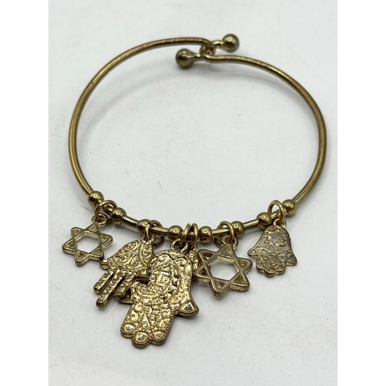 Other Jewish star hamsa hand charm bangle gold bracelet Size ONE SIZE - 3 Thumbnail