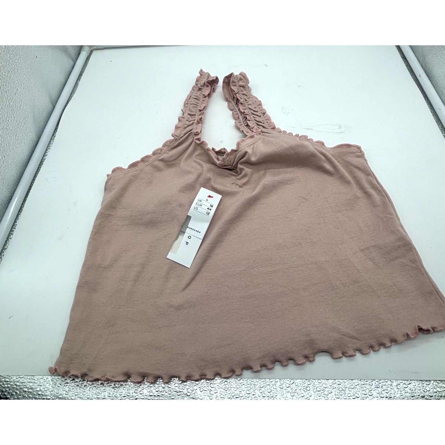 Topshop Topshop Ruffled Straps Ruched Front Lettuce-Edge Tank Top, D Size L / US 10 / IT 46 - 5 Thumbnail