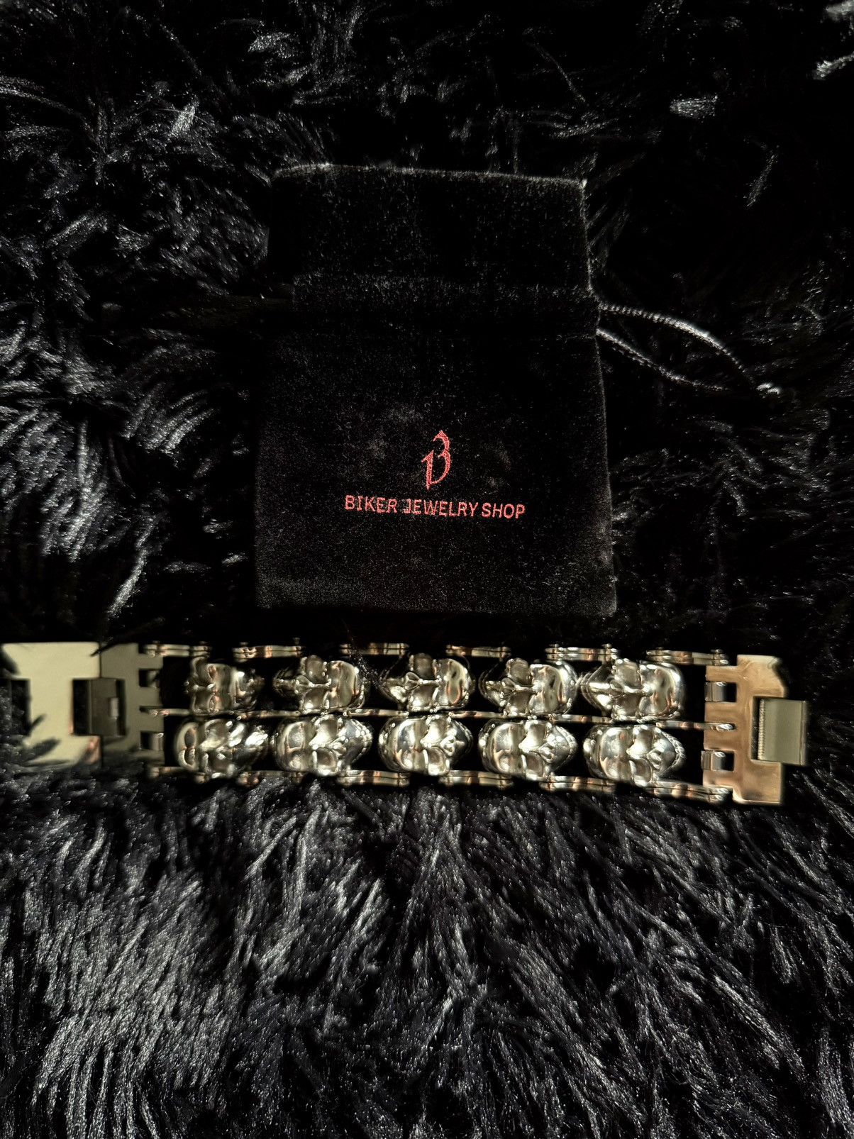 Other Double Skull Stainless Steel Bracelet 20cm Size ONE SIZE - 5 Thumbnail