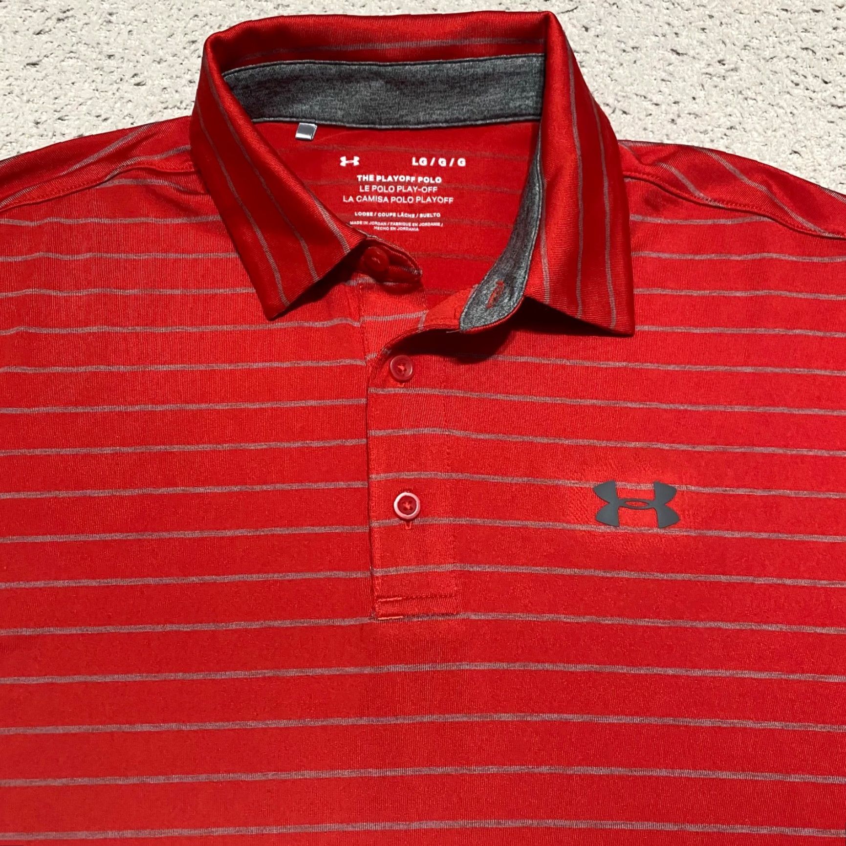 Under Armour Under Armour Polo Shirt Men L Red Striped Short Sleeve Golf Activewear Sports 90s Size US L / EU 52-54 / 3 - 6 Thumbnail