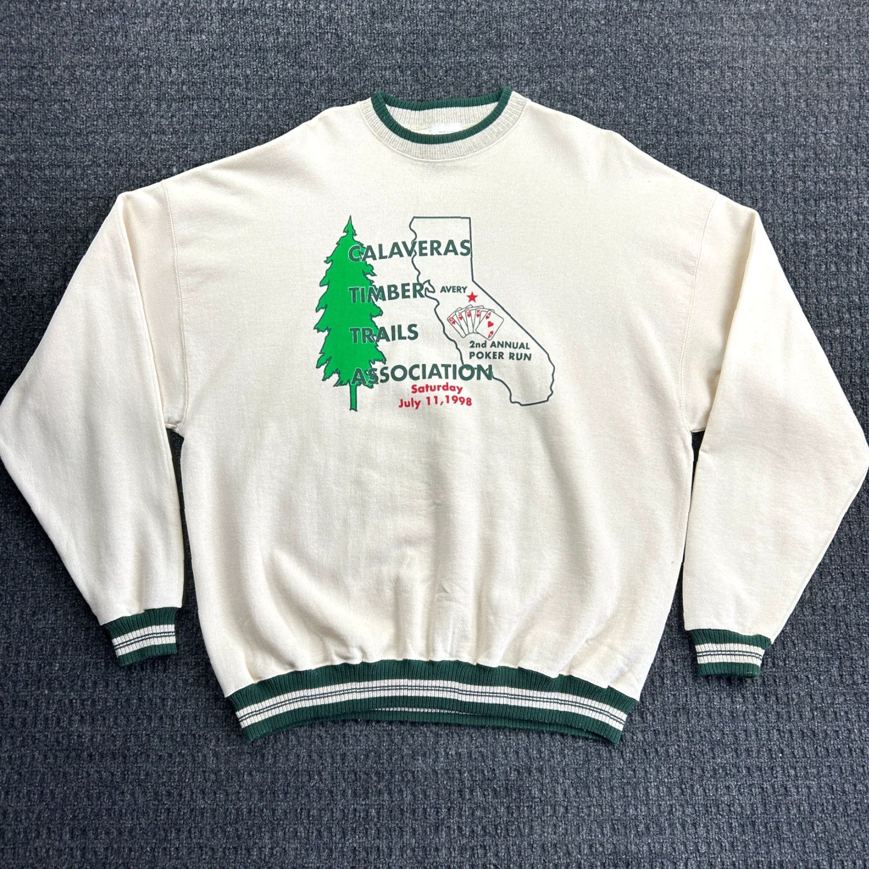 Tultex VINTAGE 90s Calaveras Timber Trails Poker Run Sweatshirt Avery XL USA Made 1998 Size US XL / EU 56 / 4 - 3 Thumbnail