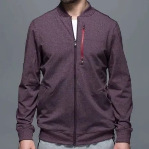 Lululemon Lululemon Men's Six Pack Jacket Full Zip Heathered Black Cherry 2XL Sweatshirt Zip Pockets Athletic City Sports Size US XXL / EU 58 / 5 - 2 Thumbnail
