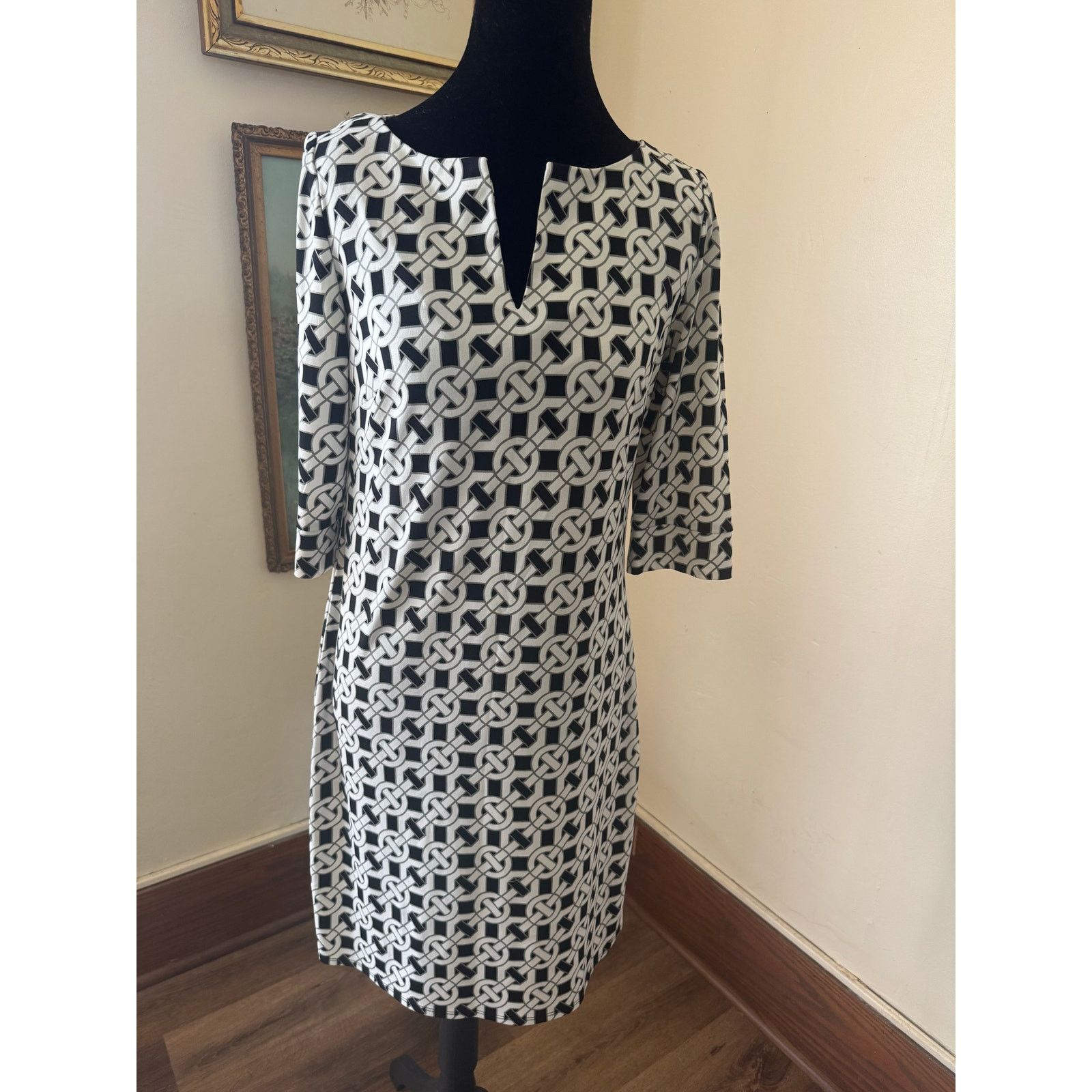 Other Laundry by Design Black White Chain Print Shift Dress Size 2 Size XS / US 0-2 / IT 36-38 - 1 Thumbnail
