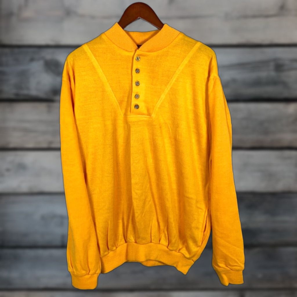 Vintage VINTAGE Country Touch Henley Sweater Adult XL Yellow Lightweight Acrylic 90s Mens Size US XL / EU 56 / 4 - 1 Thumbnail