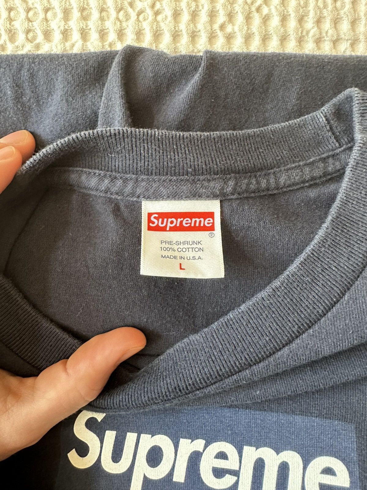 Supreme Navy Supreme Box Logo Long Sleeve Size US L / EU 52-54 / 3 - 2 Thumbnail